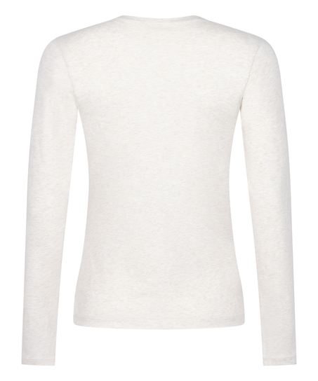 Haut &agrave; manches longues en coton doux, Beige