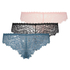 3-Pack Brazilians lace, Zwart