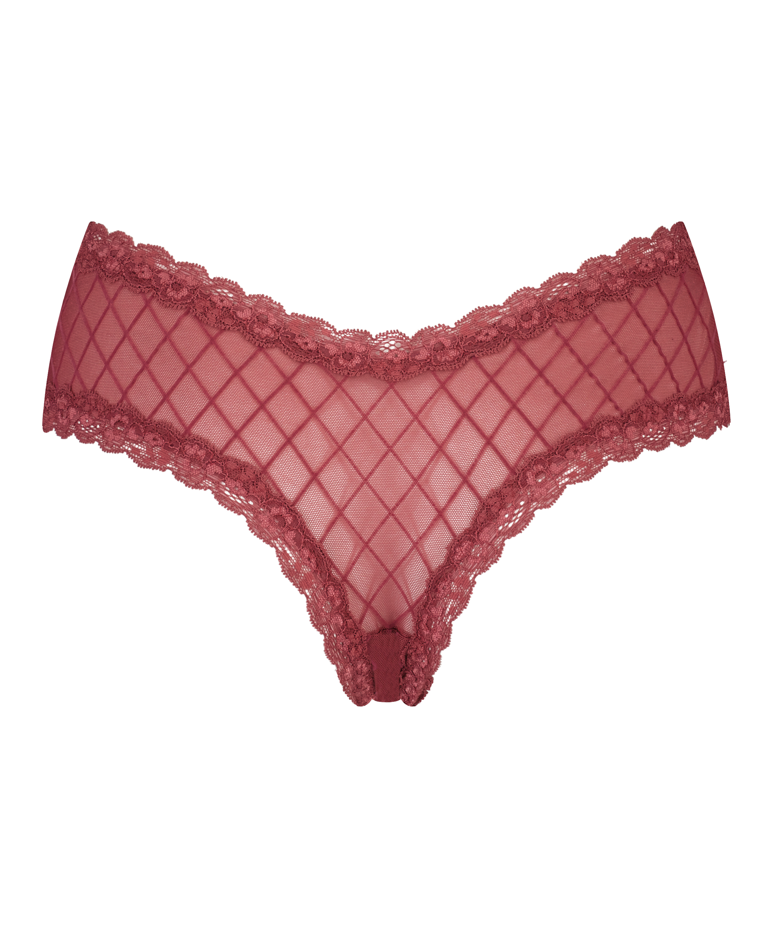 Slip br&eacute;silien V-shape mesh, Rouge, main