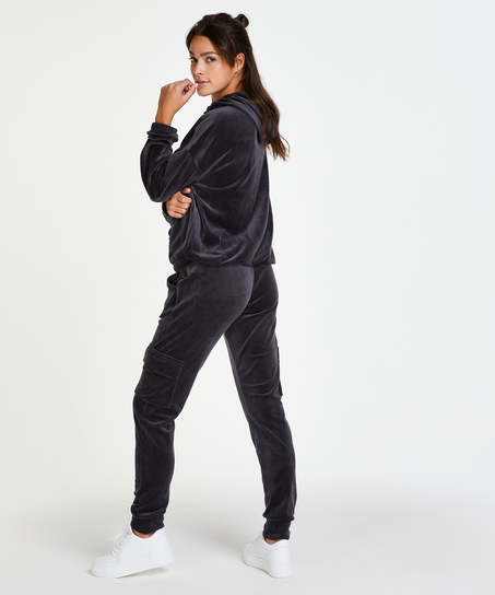 Joggingbroek Velours Cargo, Grijs