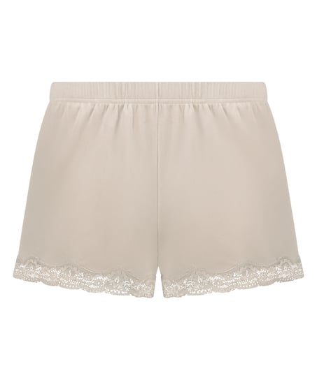 Short en velours à dentelle, Beige