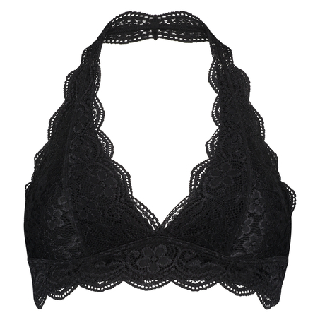 Halter bralette Lace, Zwart