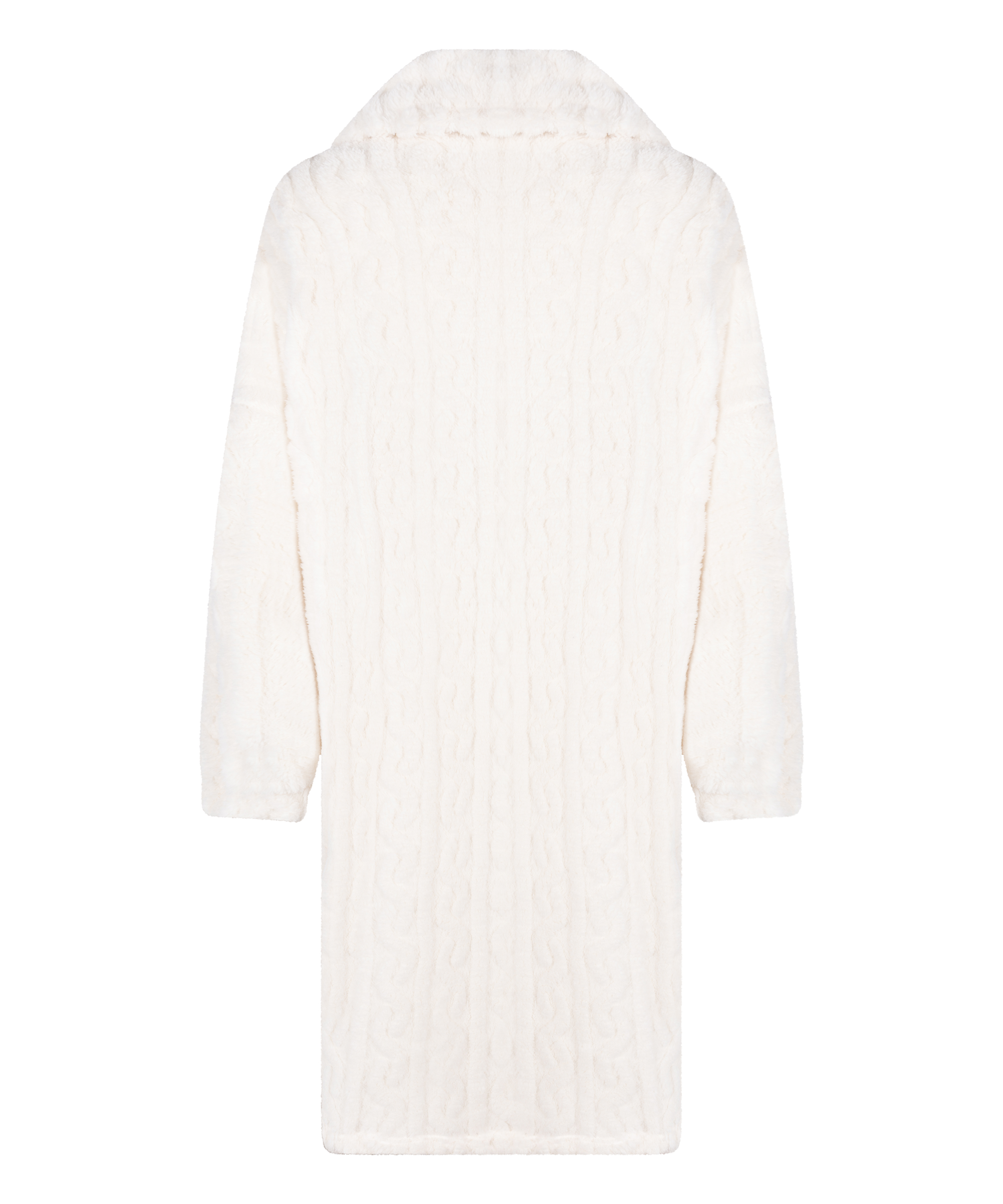 Poncho en Polaire Tricot &agrave; C&acirc;bles, Blanc, main