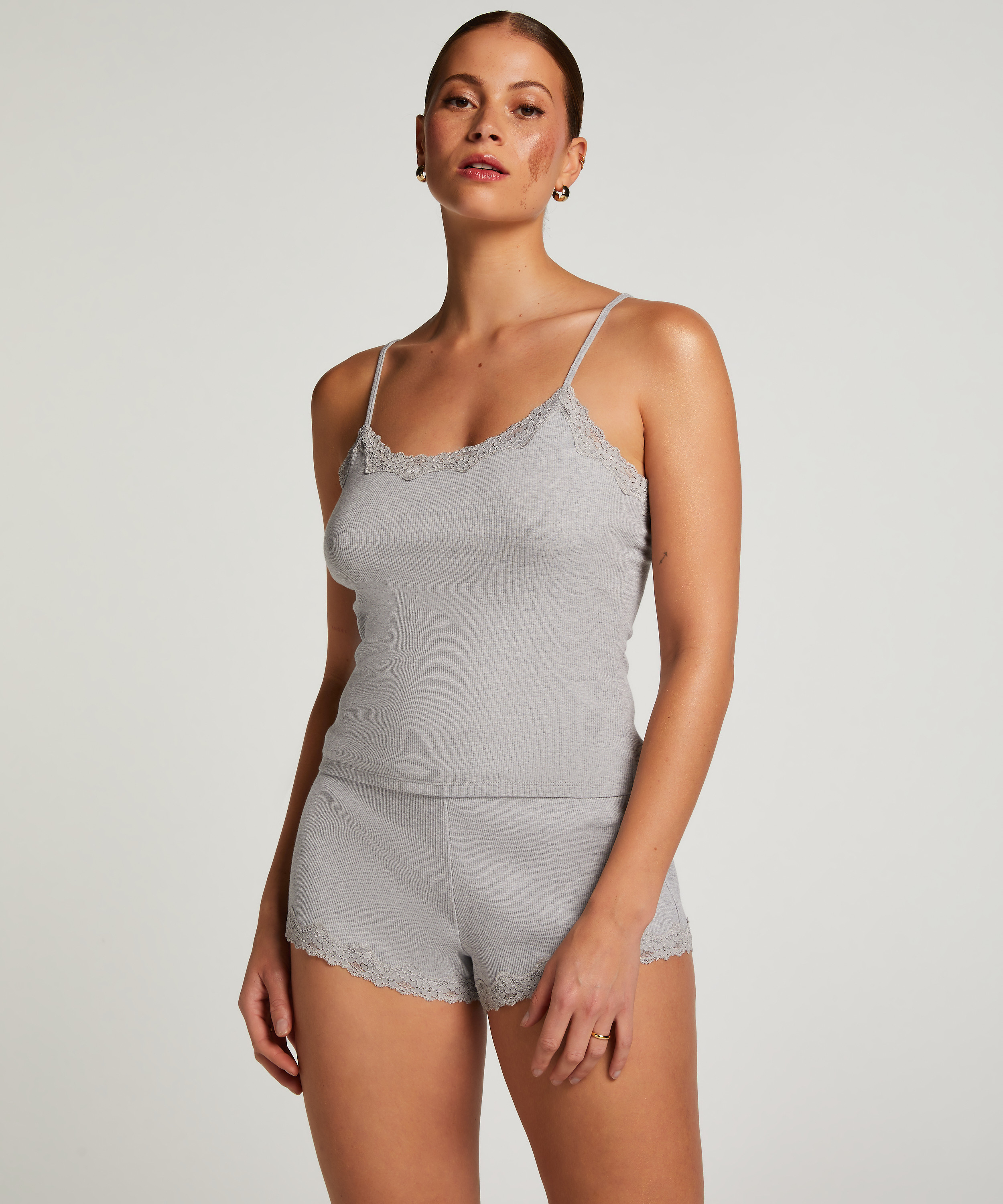 Ensemble de pyjama court Cami, Gris, main