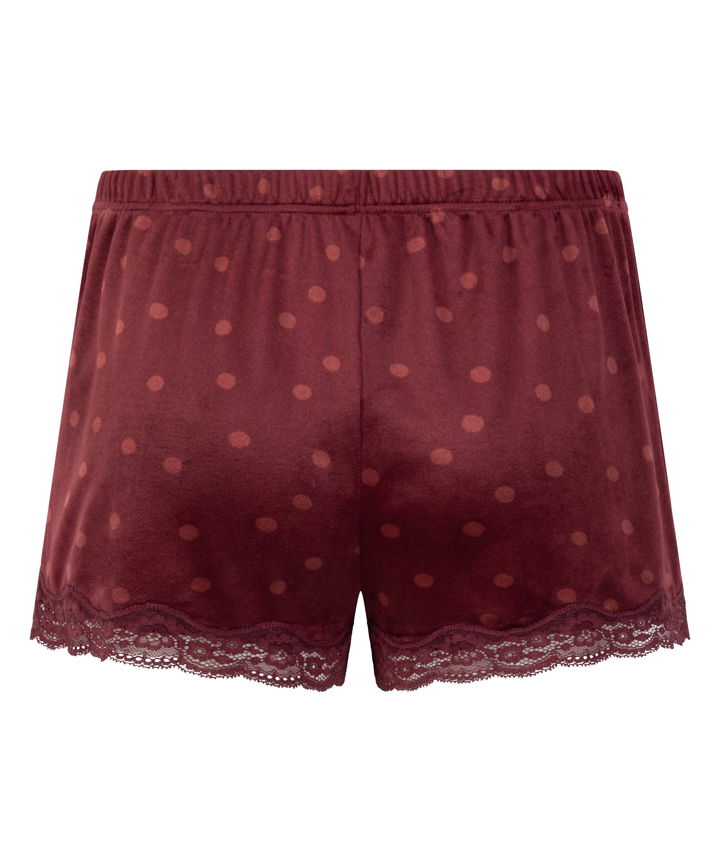 Short velours dentelle, Pourpre, main