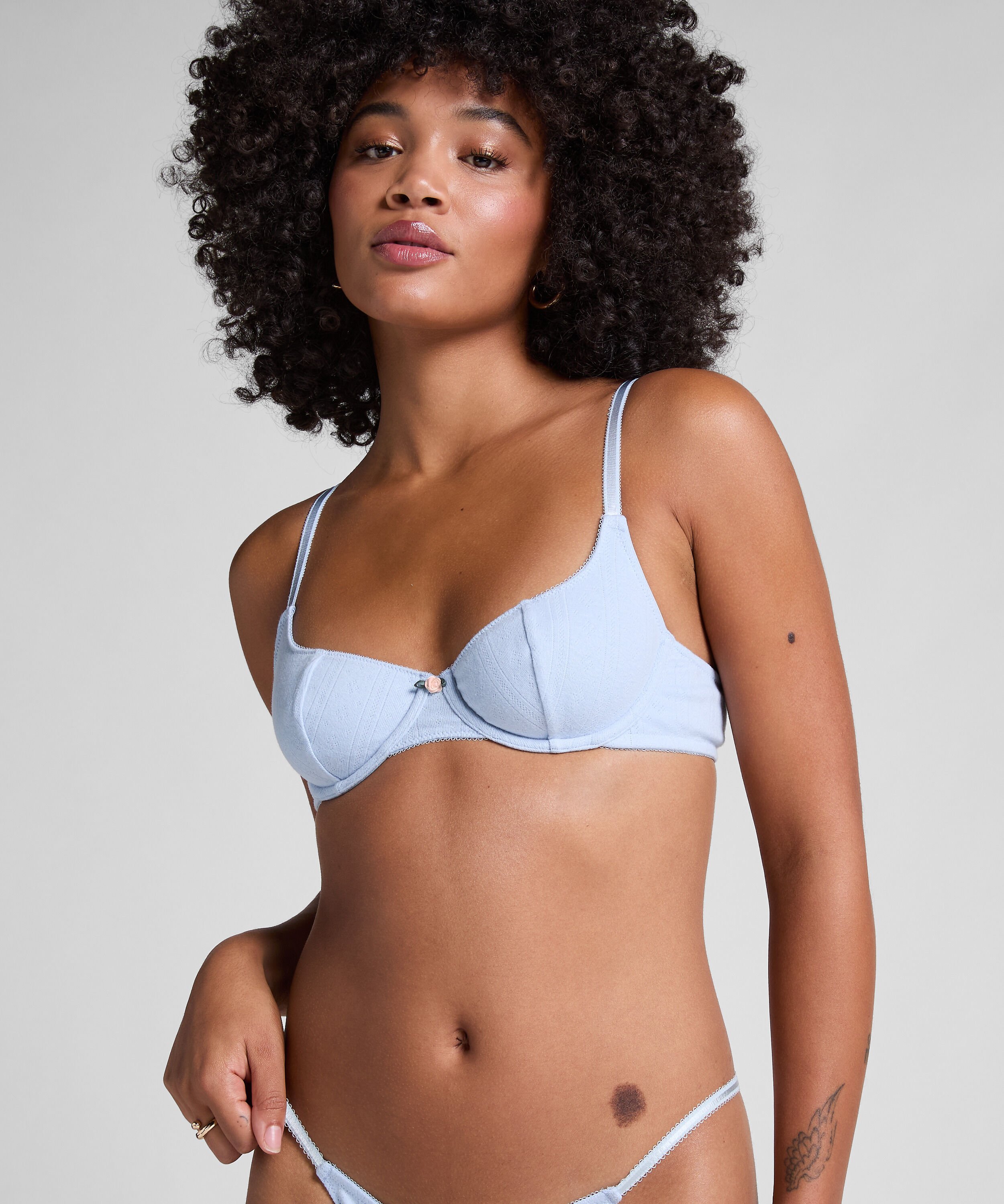 Soutien-gorge à armatures non-rembourré Pointelle, Bleu