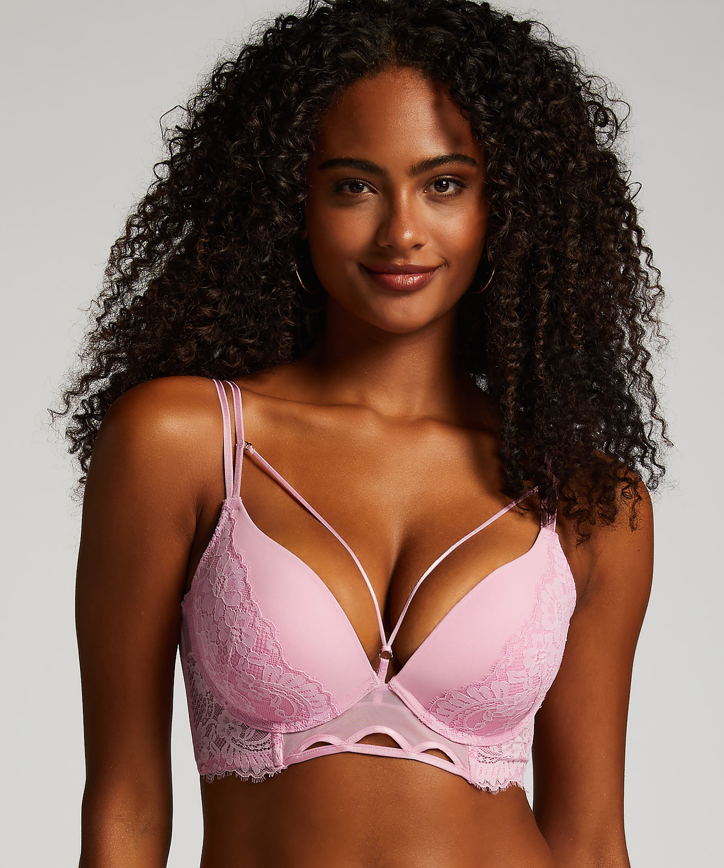 Soutien-gorge push-up &agrave; armatures pr&eacute;form&eacute; longline Lidia, Rose