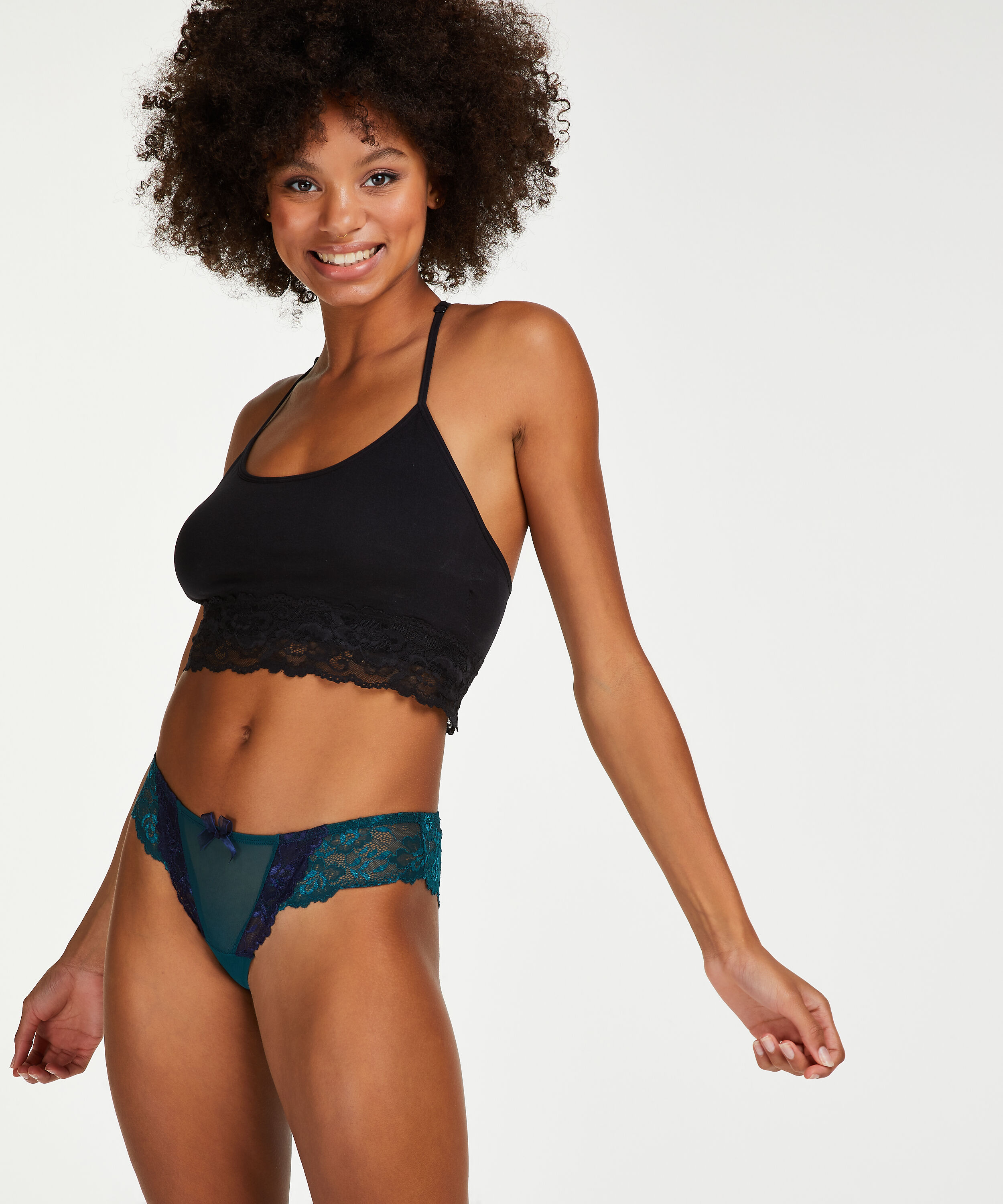 Slip br&eacute;silien Crystal Lace, Bleu