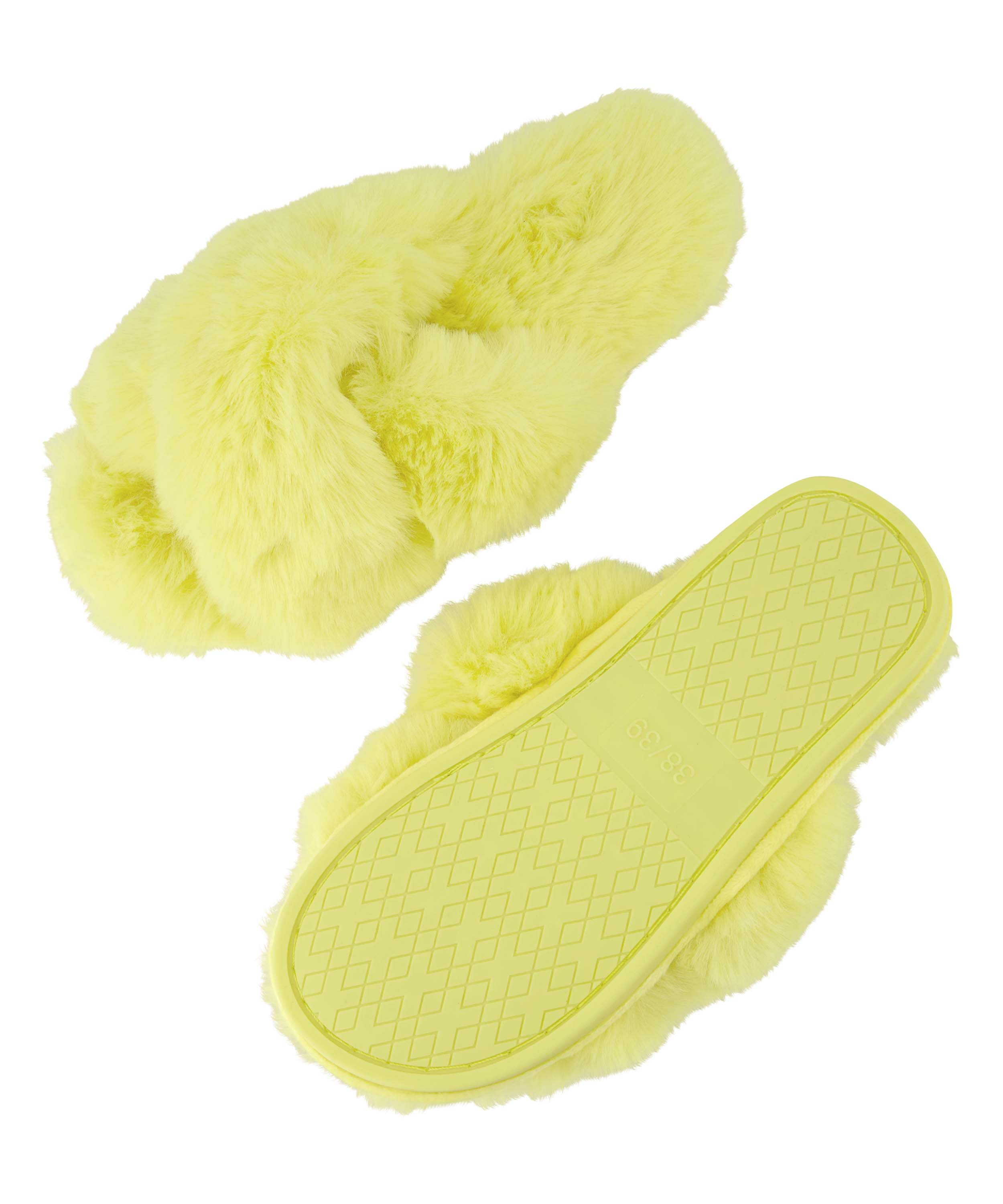Pantoufles Fake Fur, Jaune, main