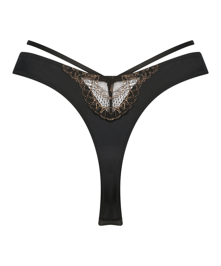 Hoog uitgesneden string Lexi, Zwart