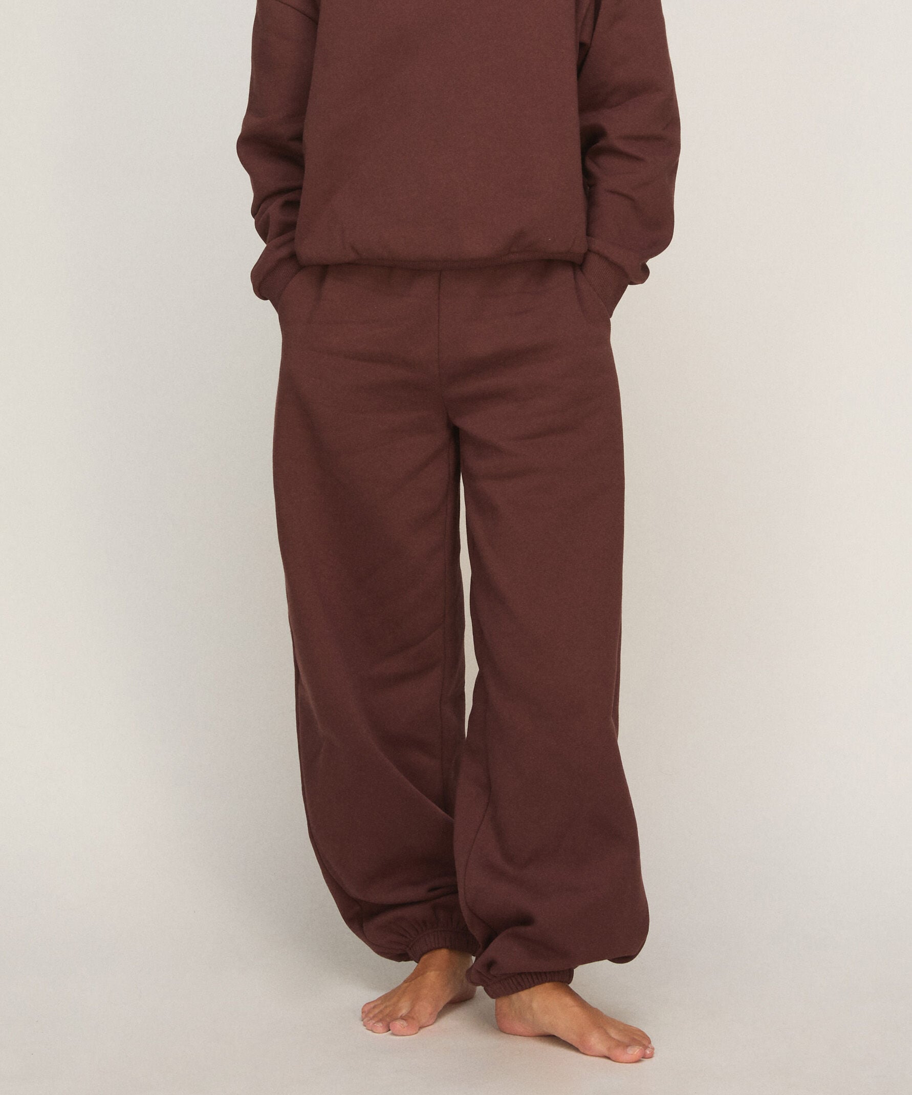 Pantalon Jogger en Molleton Brossé, Brun Pantalon Jogger en Molleton Brossé, Brun