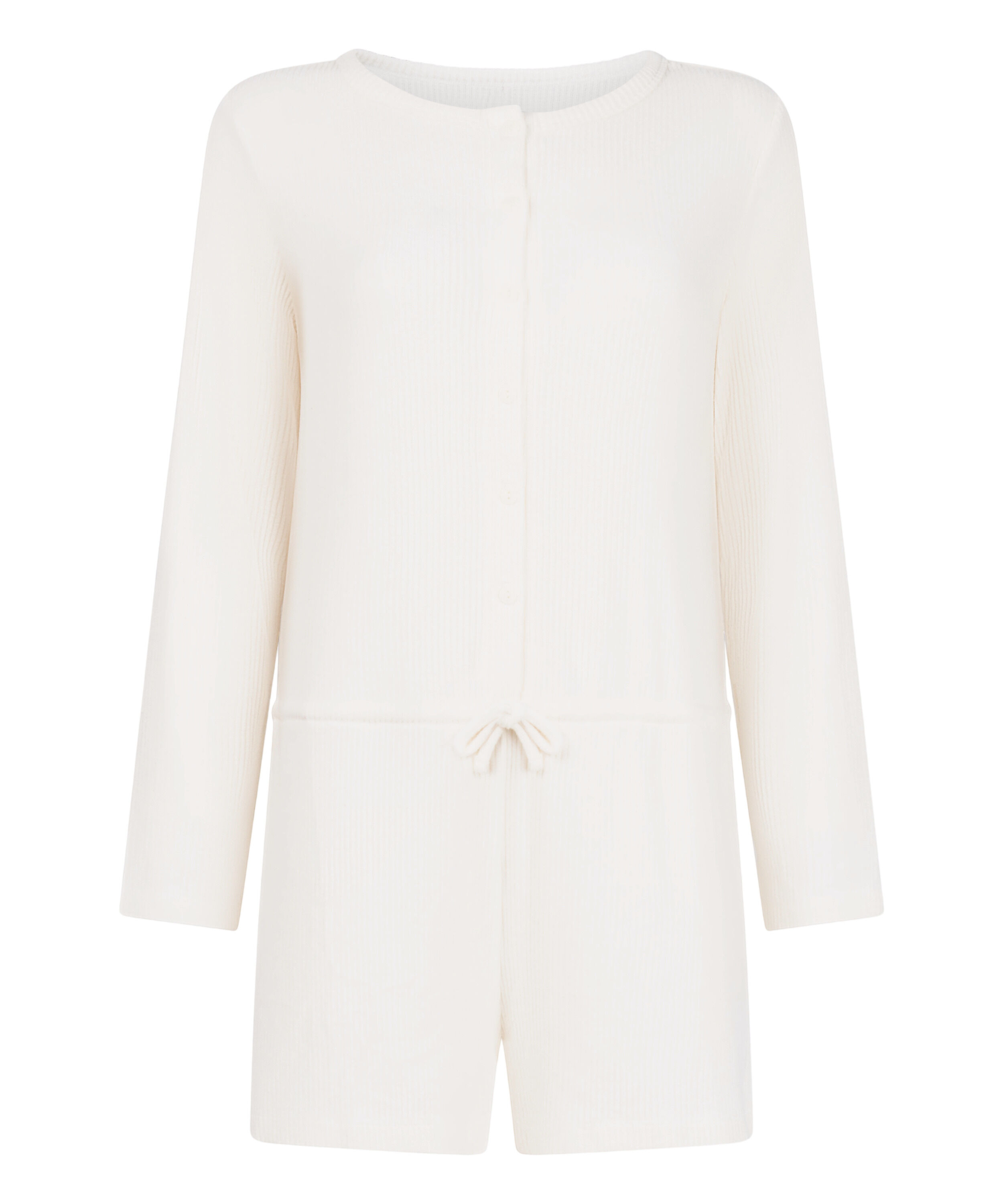 Korte geribde jersey onesie, Wit