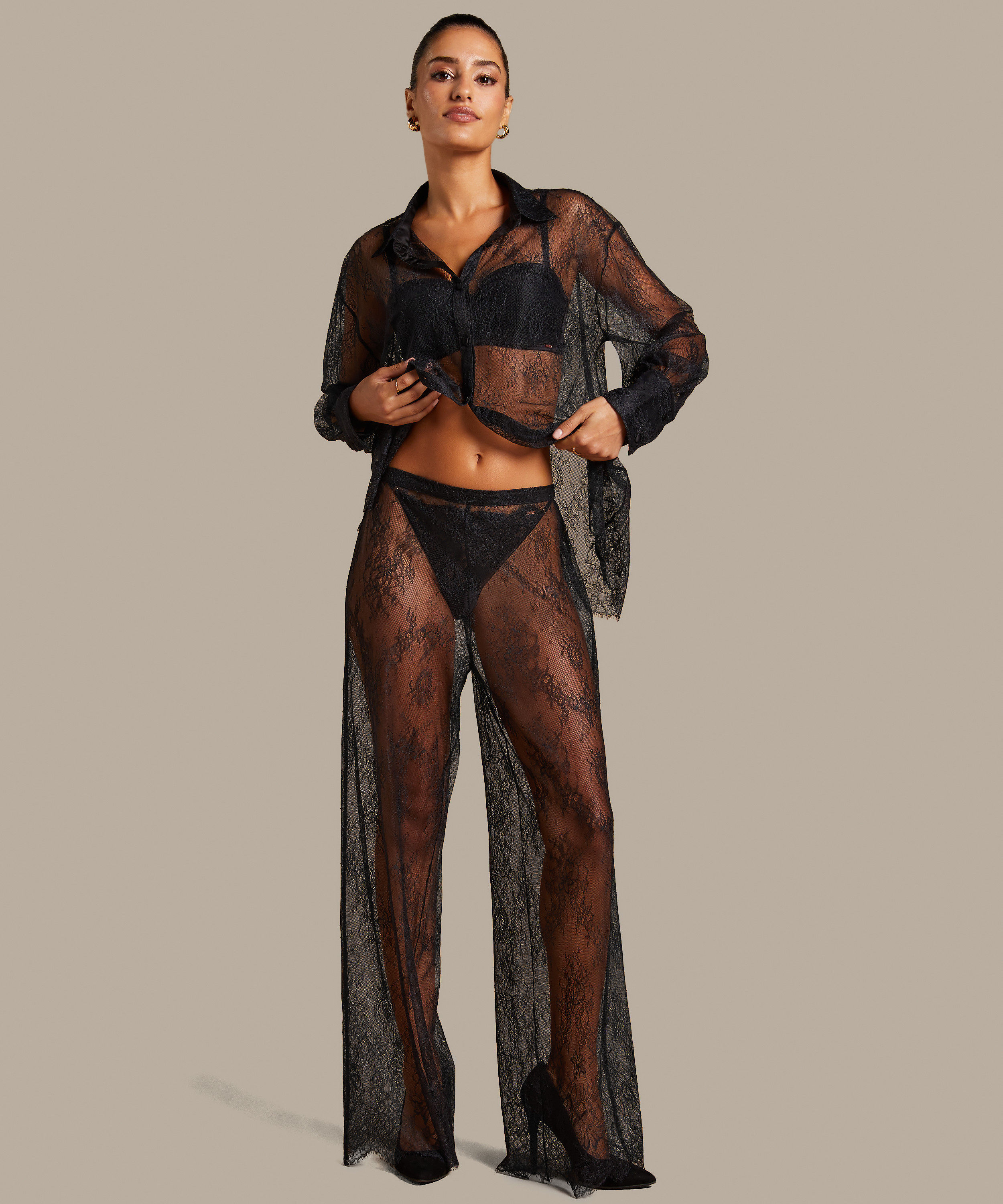 Kanten Broek Camille, Zwart, main