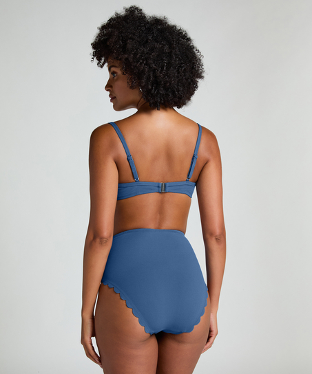 Scallop Bikinibroekje met Hoge Taille, Blauw