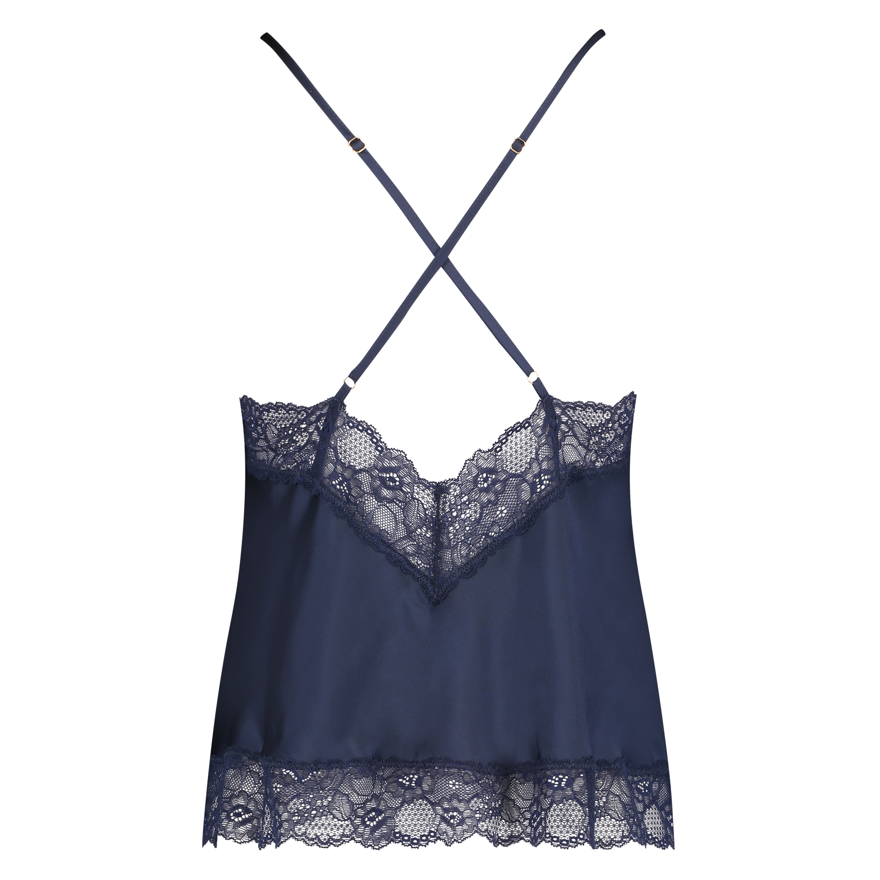 Haut de camisole Satin Dentelle, Bleu, main