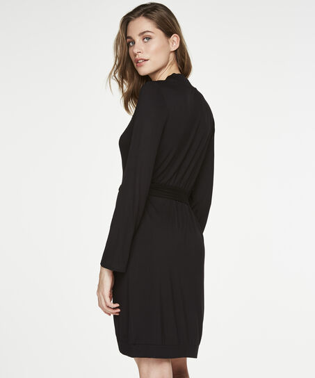 Badjas Modal Lace, Zwart