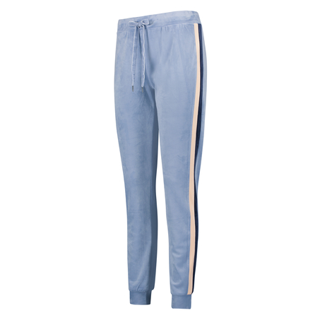 Joggingbroek Velours Stripe, Blauw