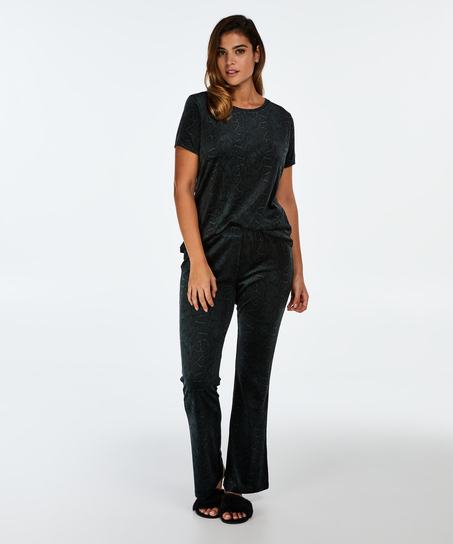 Flared Velours Legging, Groen