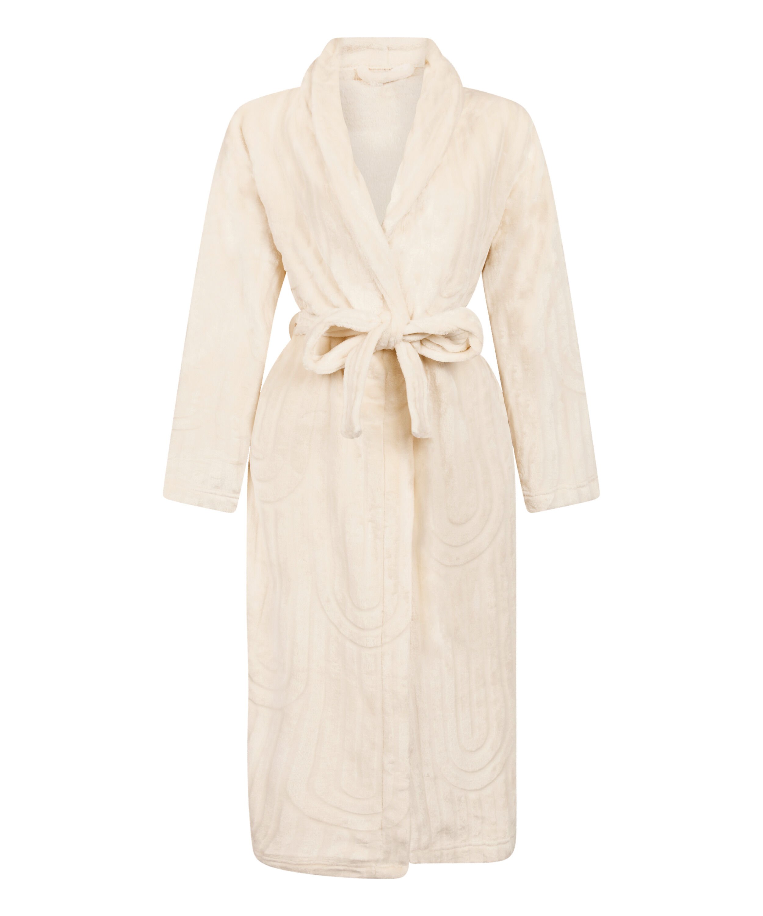 Robe de chambre longue en Fleece, Blanc