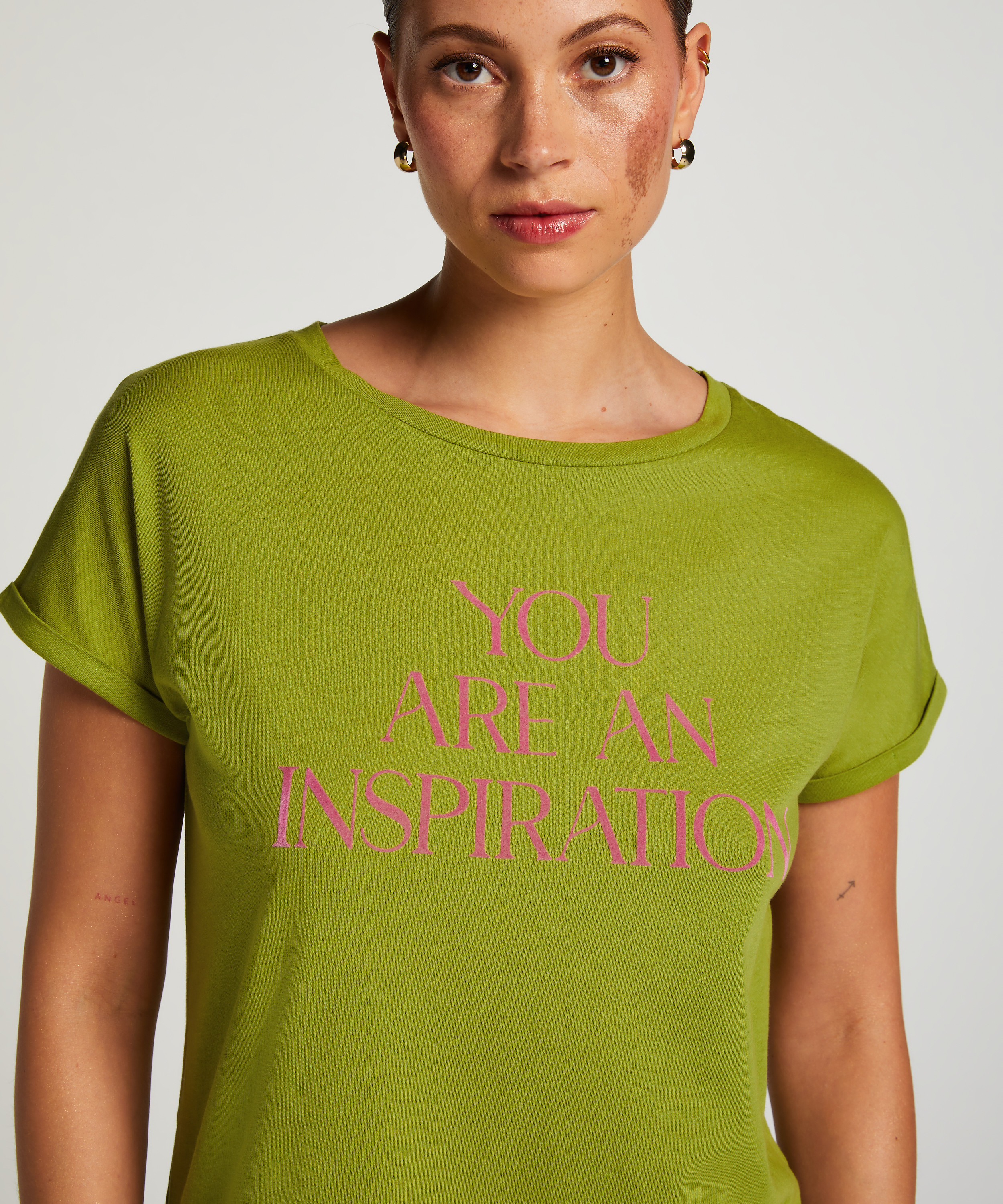 Nachthemd ronde hals, Groen, main