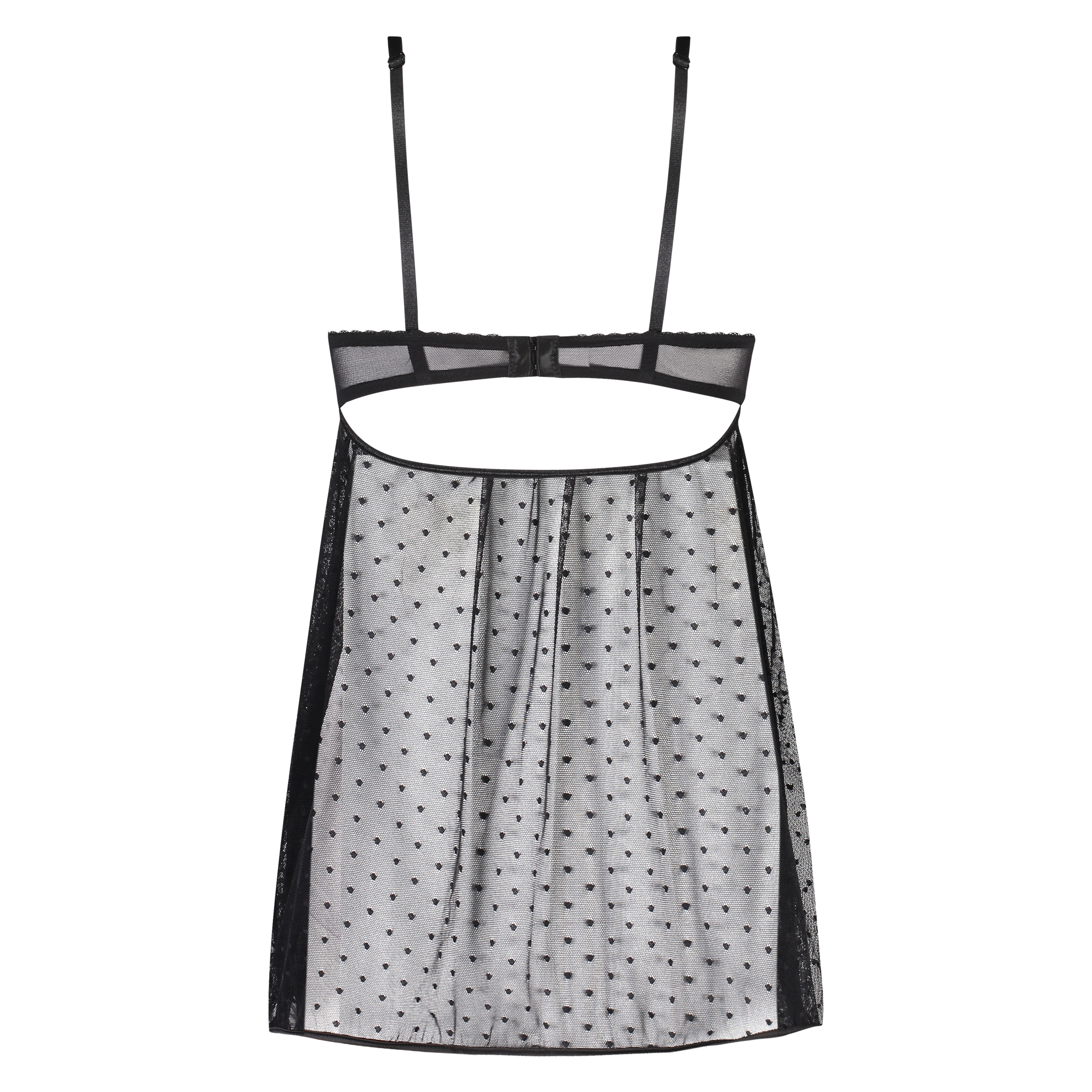Nuisette à armatures Dot Mesh Bow, Noir, main