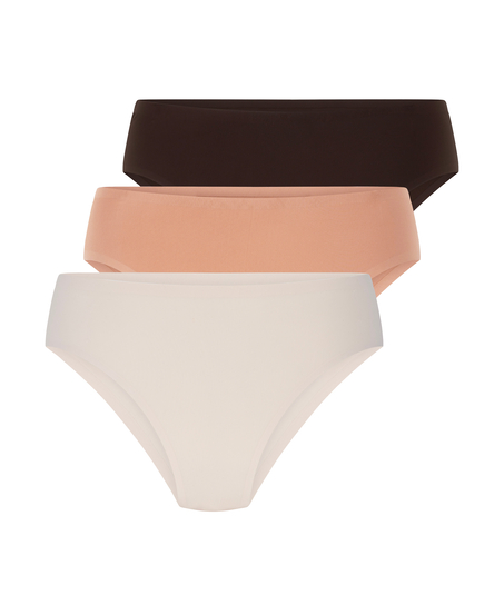 Lot de 3 slips br&eacute;siliens invisibles, Brun