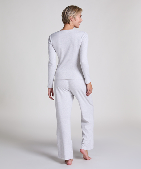 Pyjamatop Pointelle, Grijs