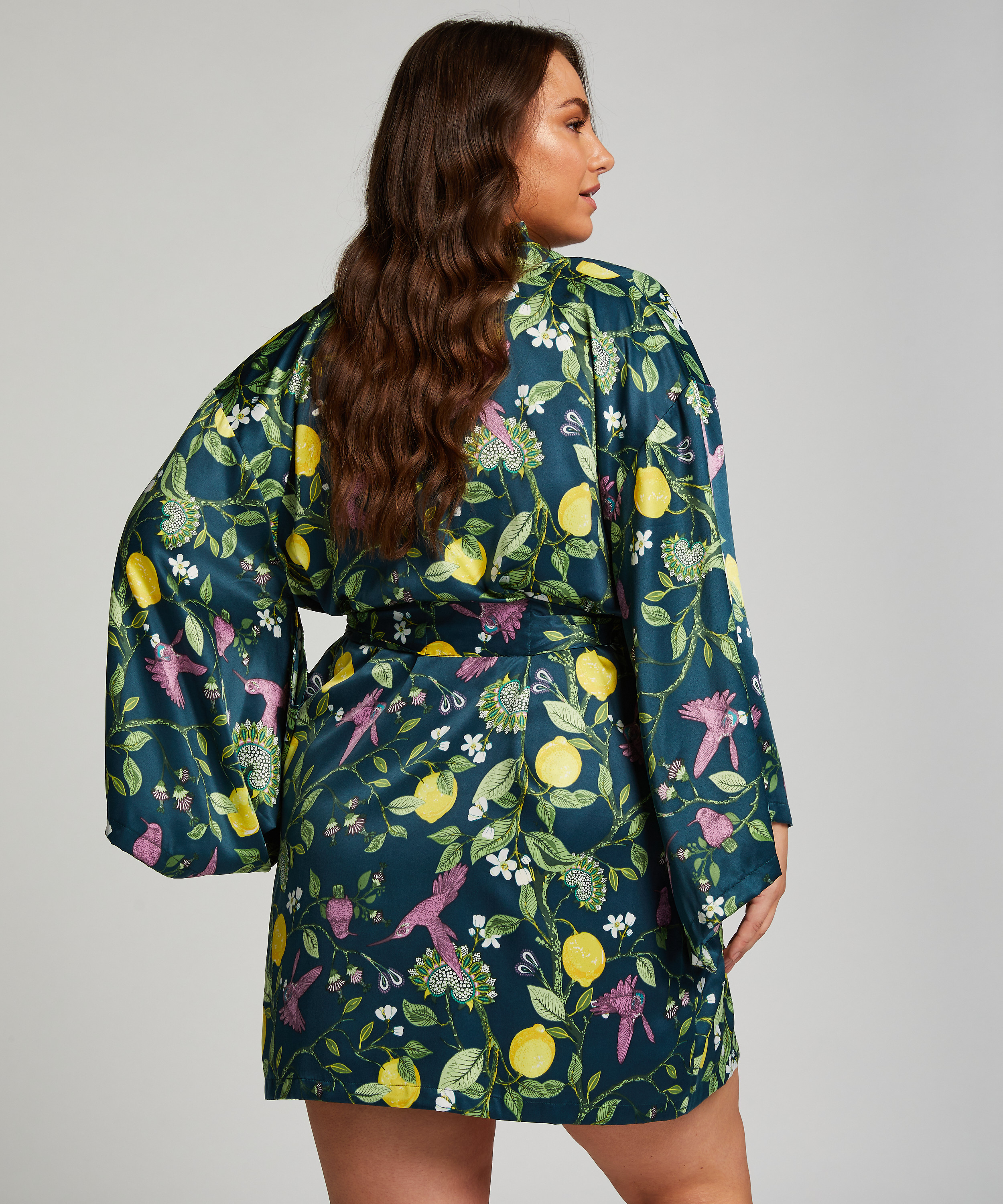Kimono Satin, Blauw, main