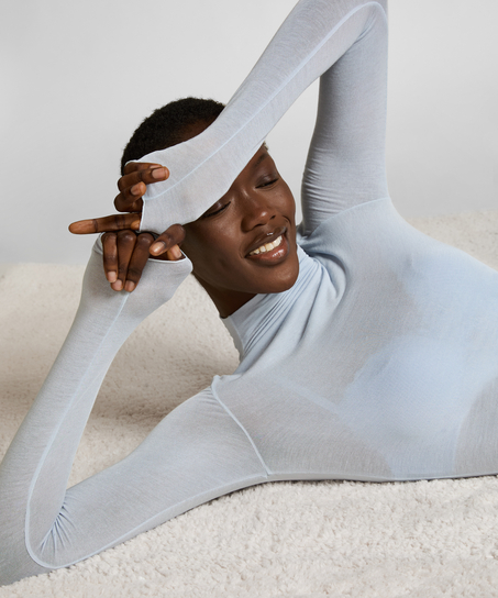 super soft Turtleneck shirt met Cashmere, Blauw