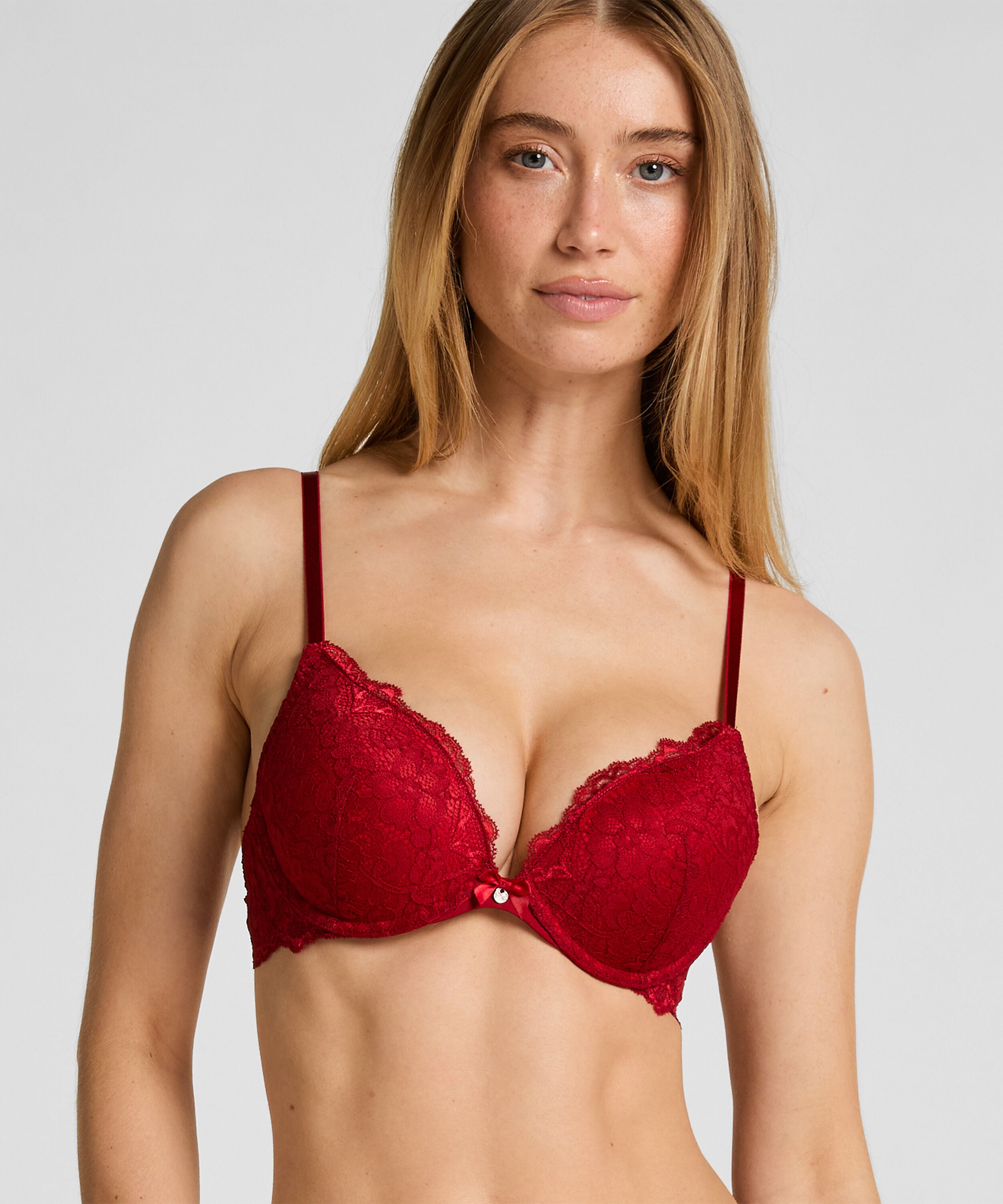 Voorgevormde push-up beugel bh Marine, Rood