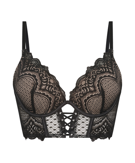 Soutien-gorge Push-Up bustier &agrave; armatures rembourr&eacute; Lotta, Noir