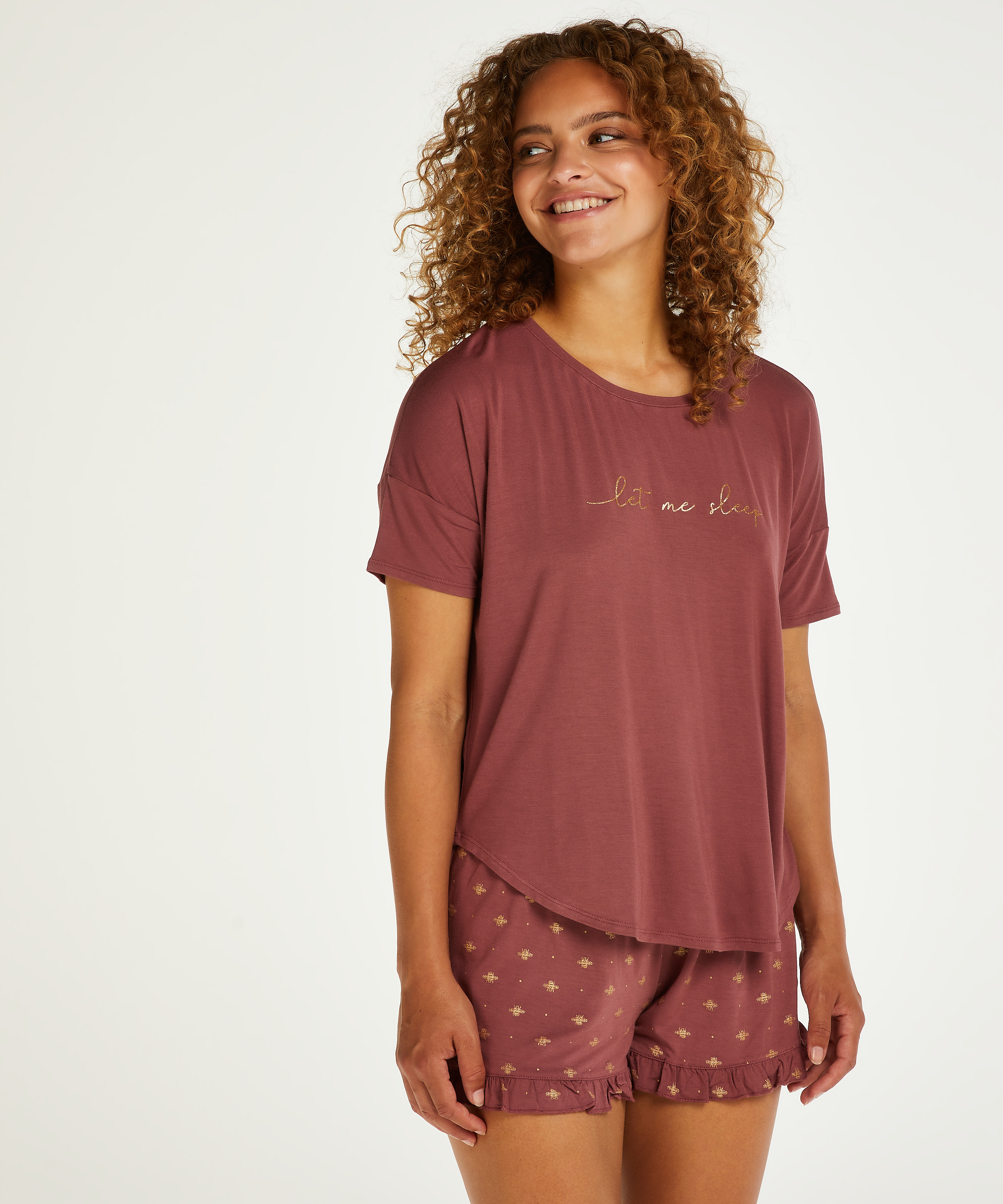 Ensemble de pyjama court, Rose, main