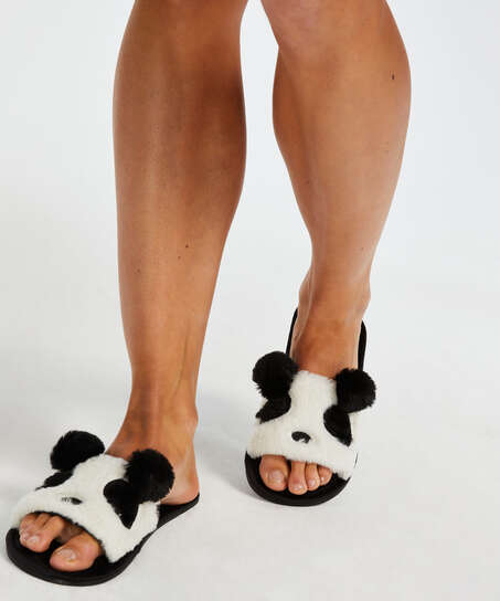 Slippers Panda, Zwart