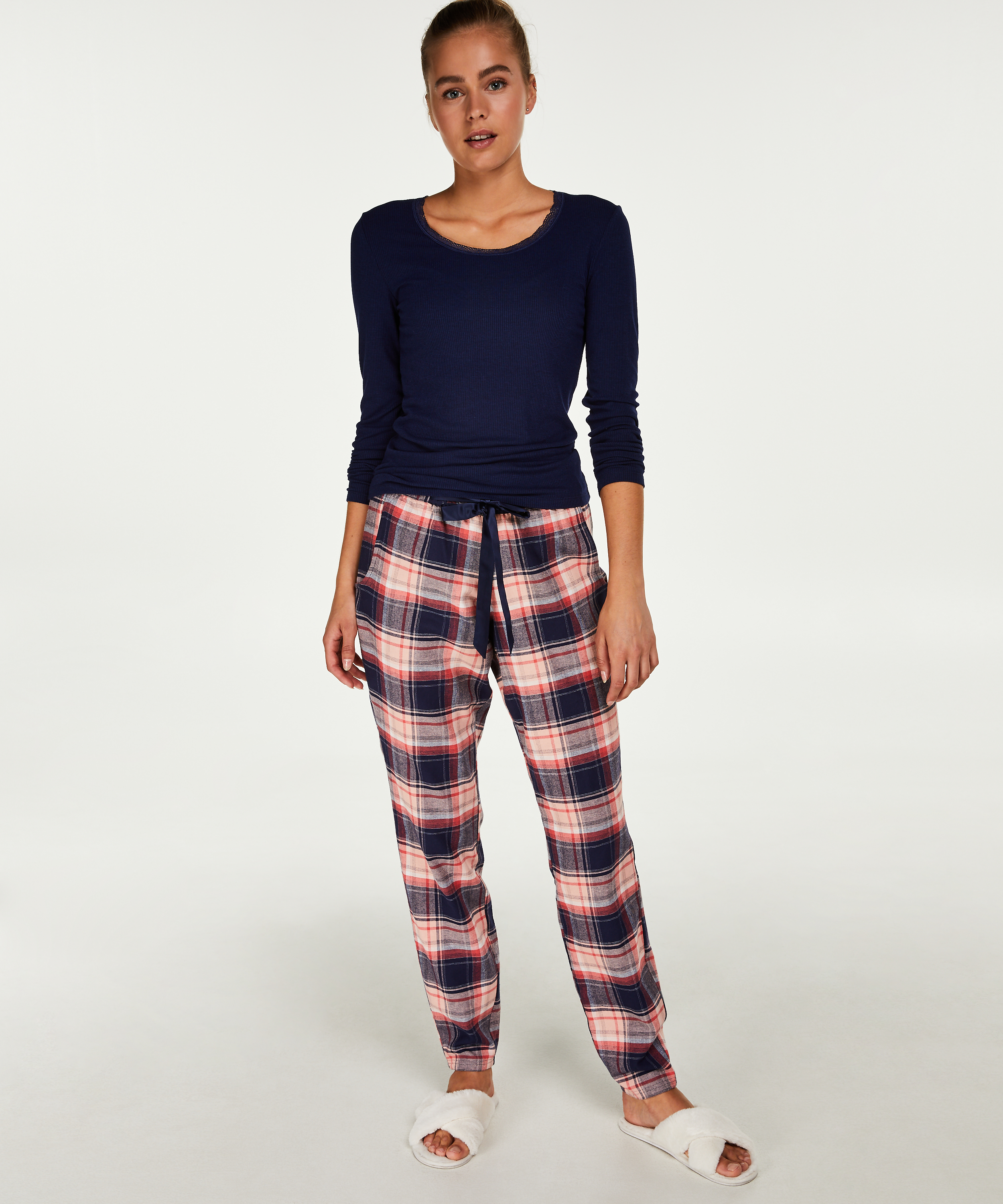 Top LS Rib R-neck, Bleu, main