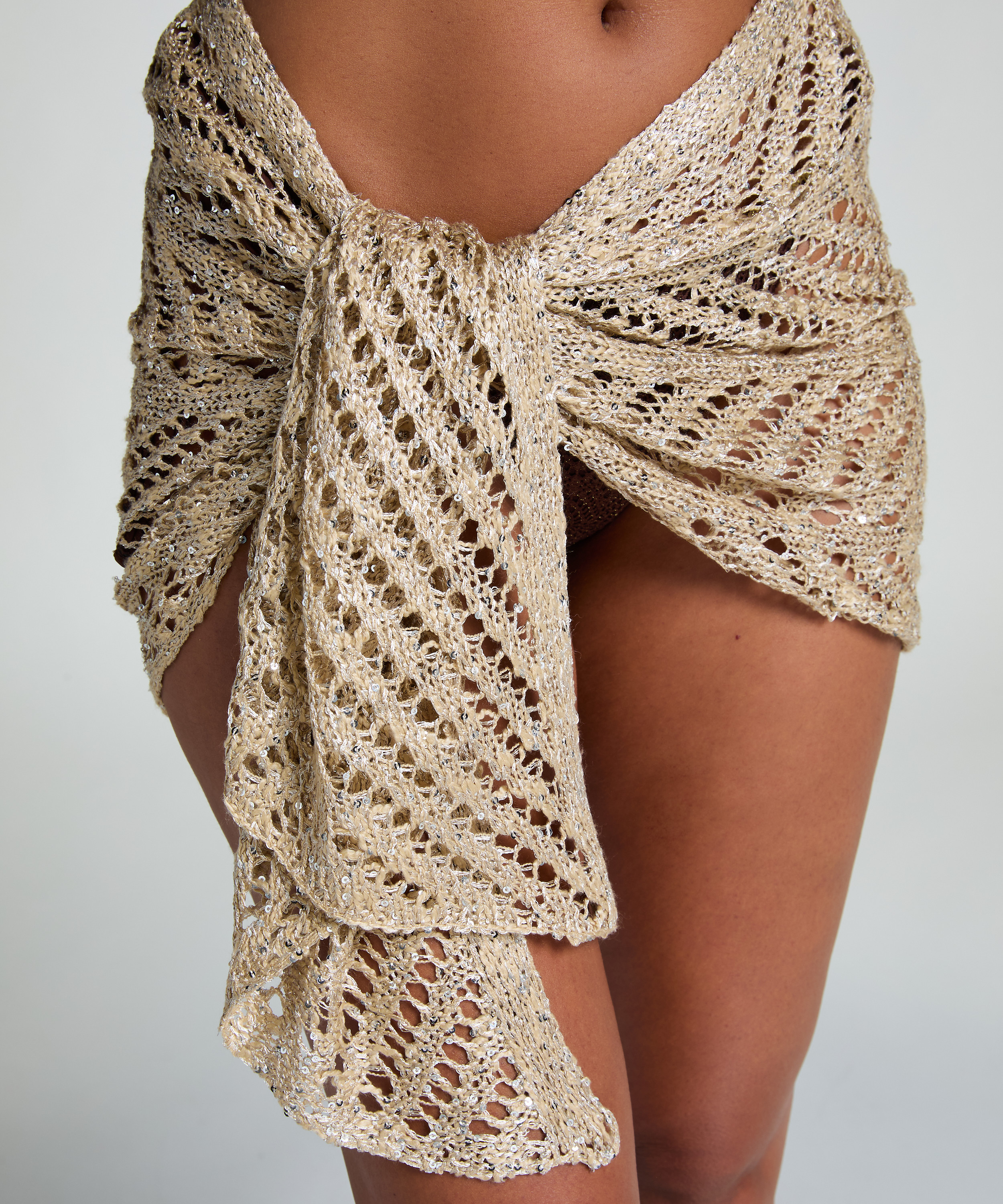 Strandpareo met pailletten, Beige, main