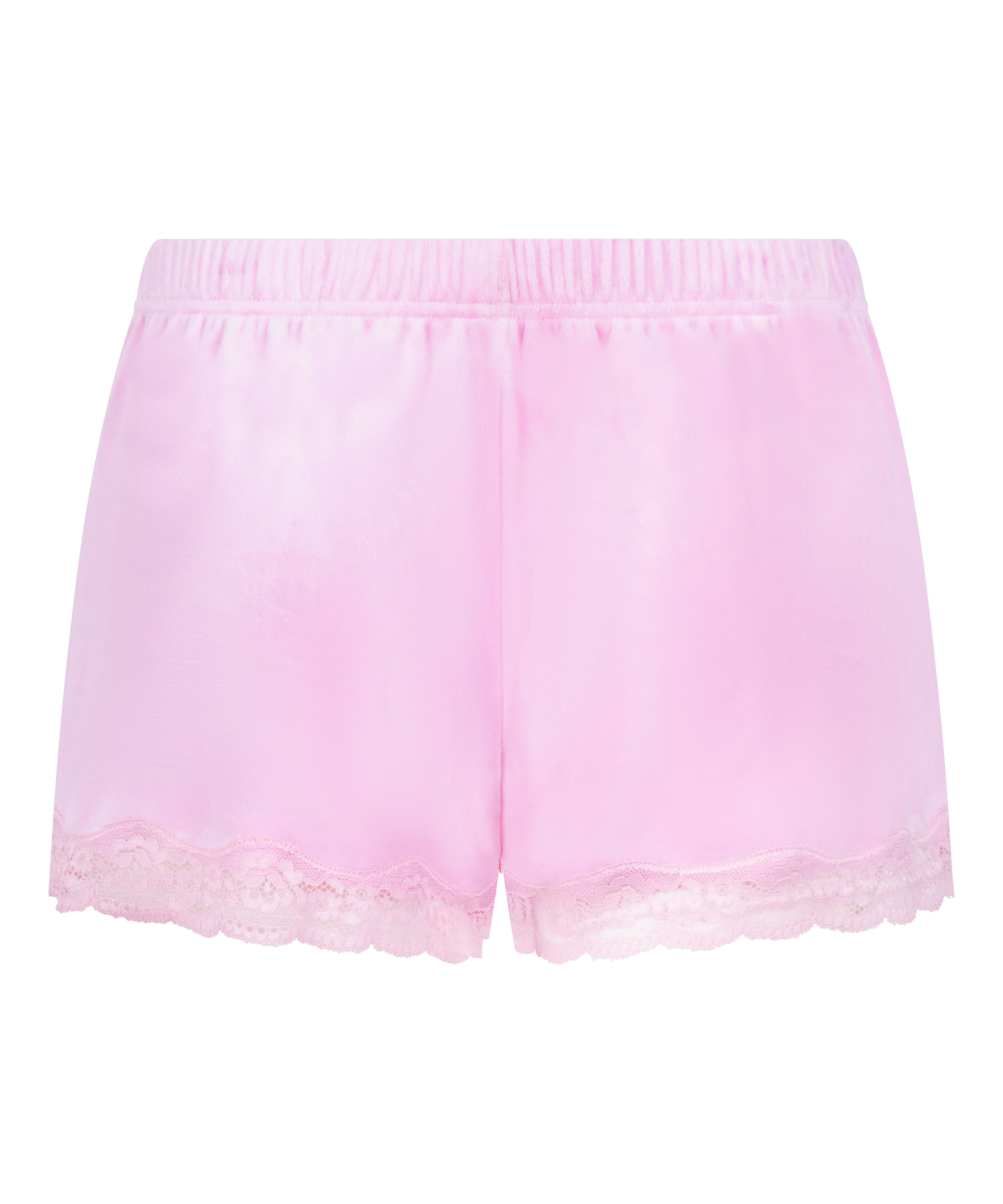 Short en velours &agrave; dentelle, Rose, main
