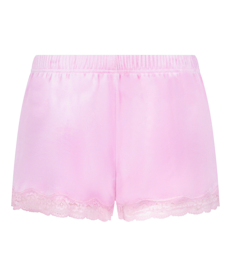 Short en velours &agrave; dentelle, Rose