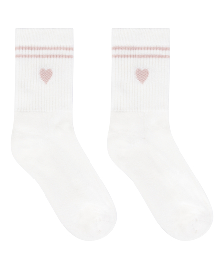 Chaussettes courtes en coton, Blanc