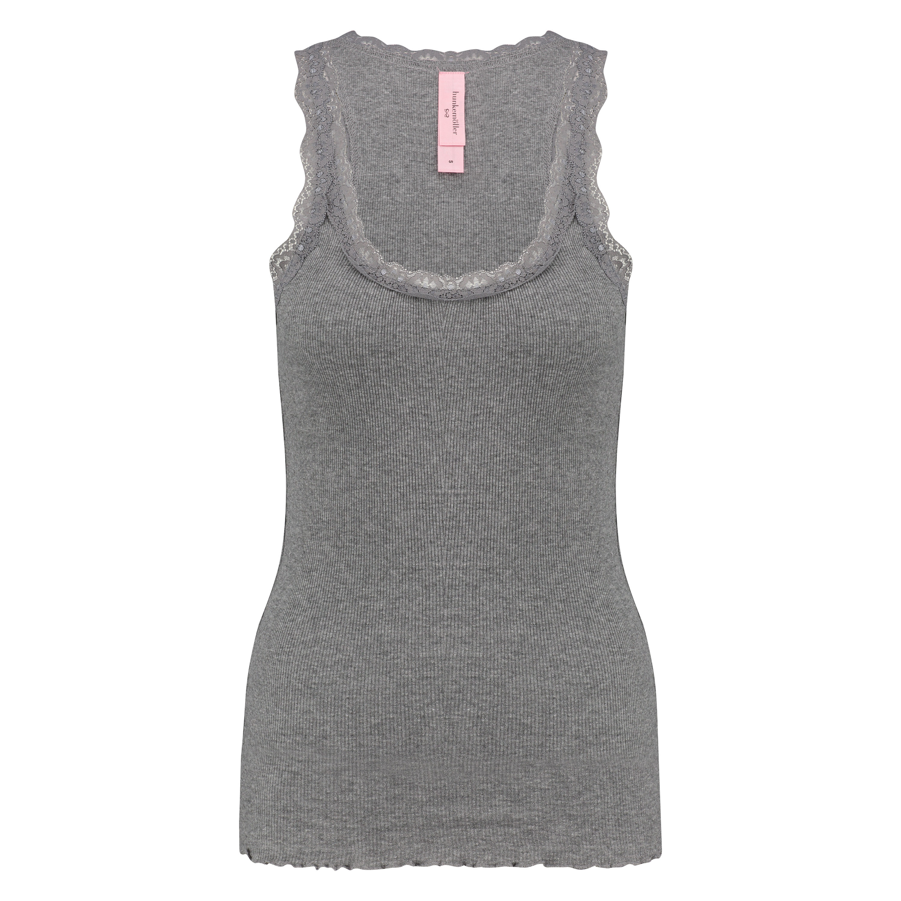 Top Rib Cami lace, Gris, main