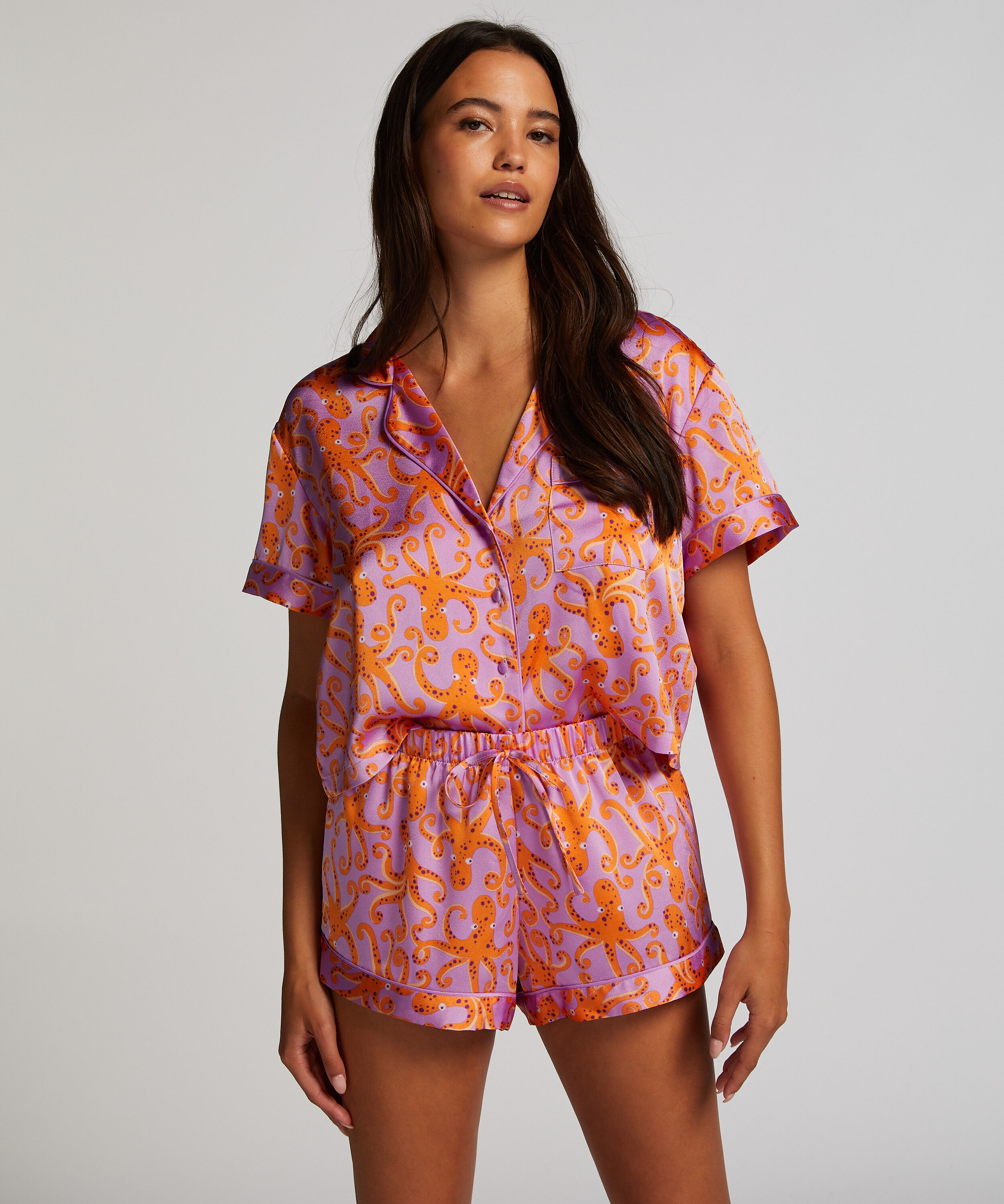 Pyjama short Satin, Paars