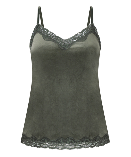 Cami top Velours Lace, Groen