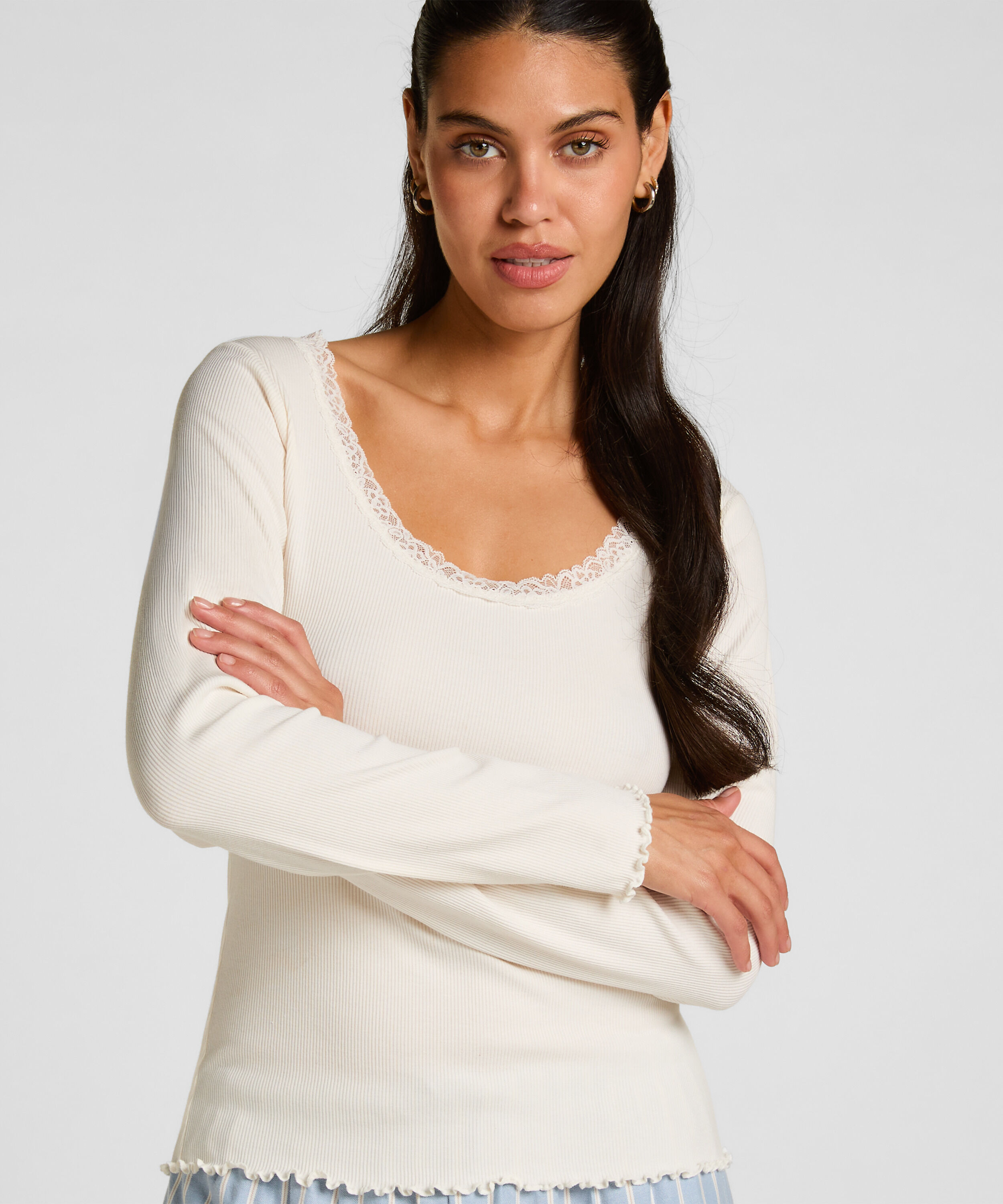 Top Jersey Lace, Wit Top Jersey Lace, Wit
