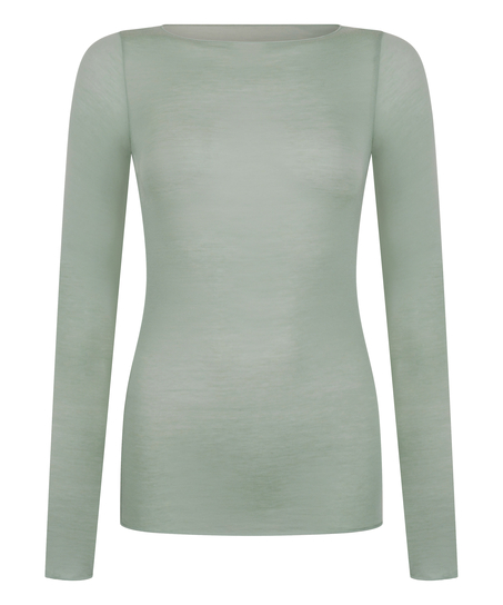 super soft Boothals shirt met Cashmere, Groen