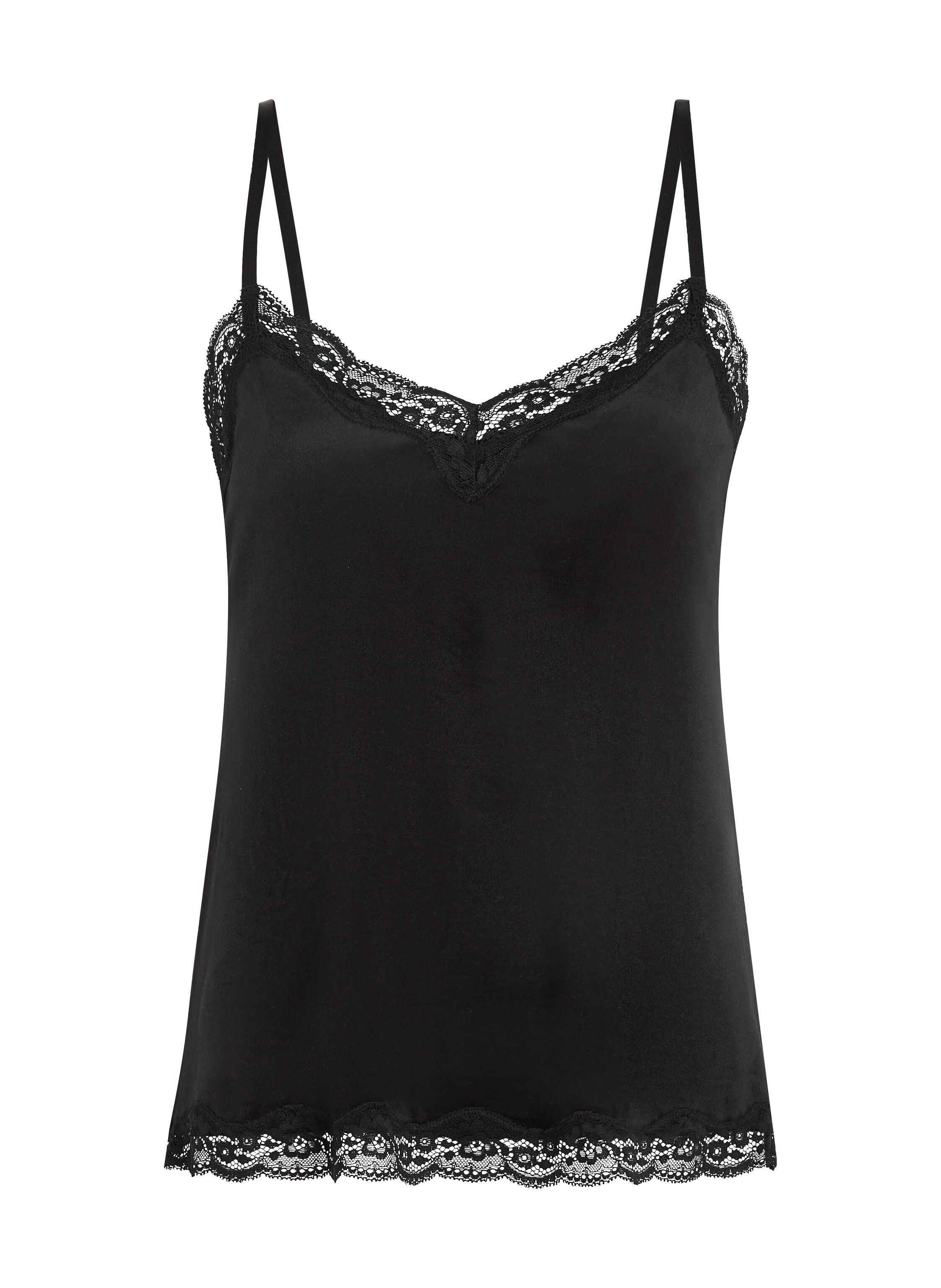 Camisole velours Dentelle, Noir