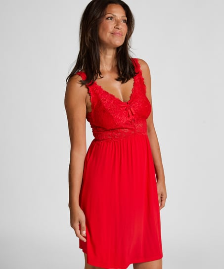 Slipdress Nora Lace, Rood