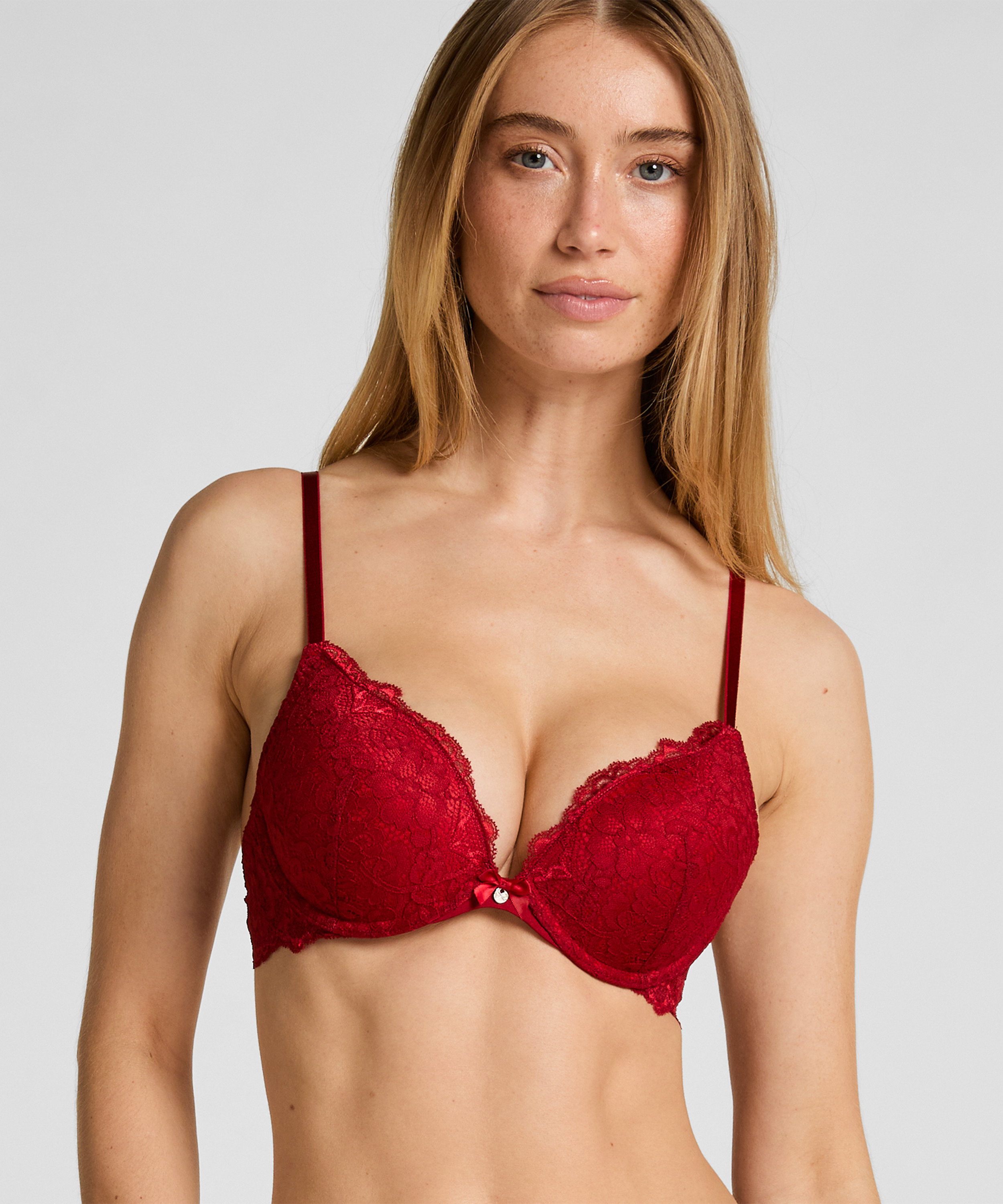 Soutien-gorge &agrave; armatures pr&eacute;form&eacute; push-up Marine, Rouge, main