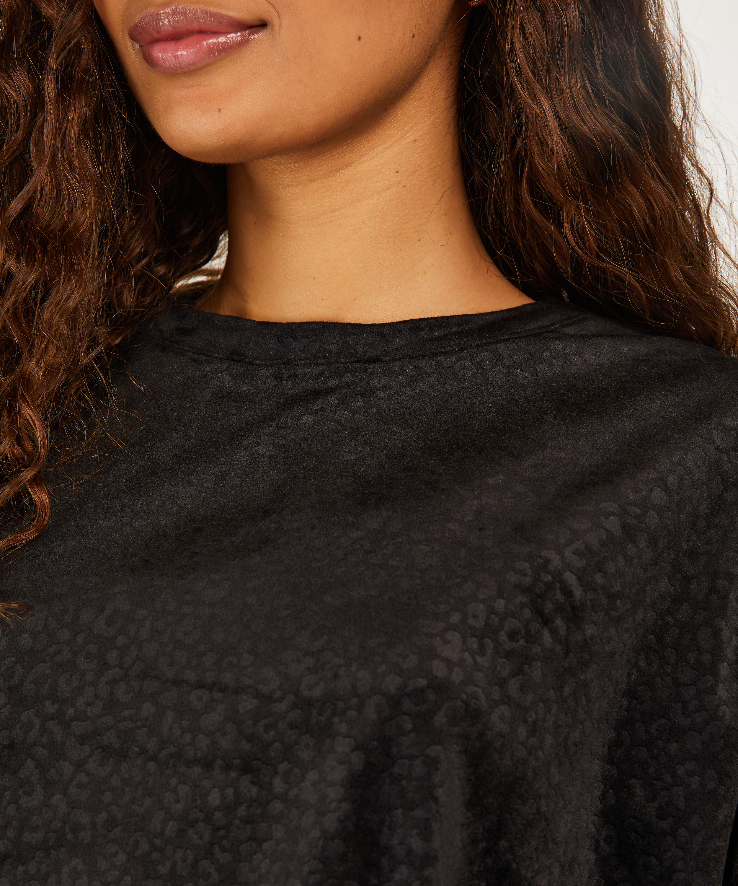 Top Velours, Noir, main