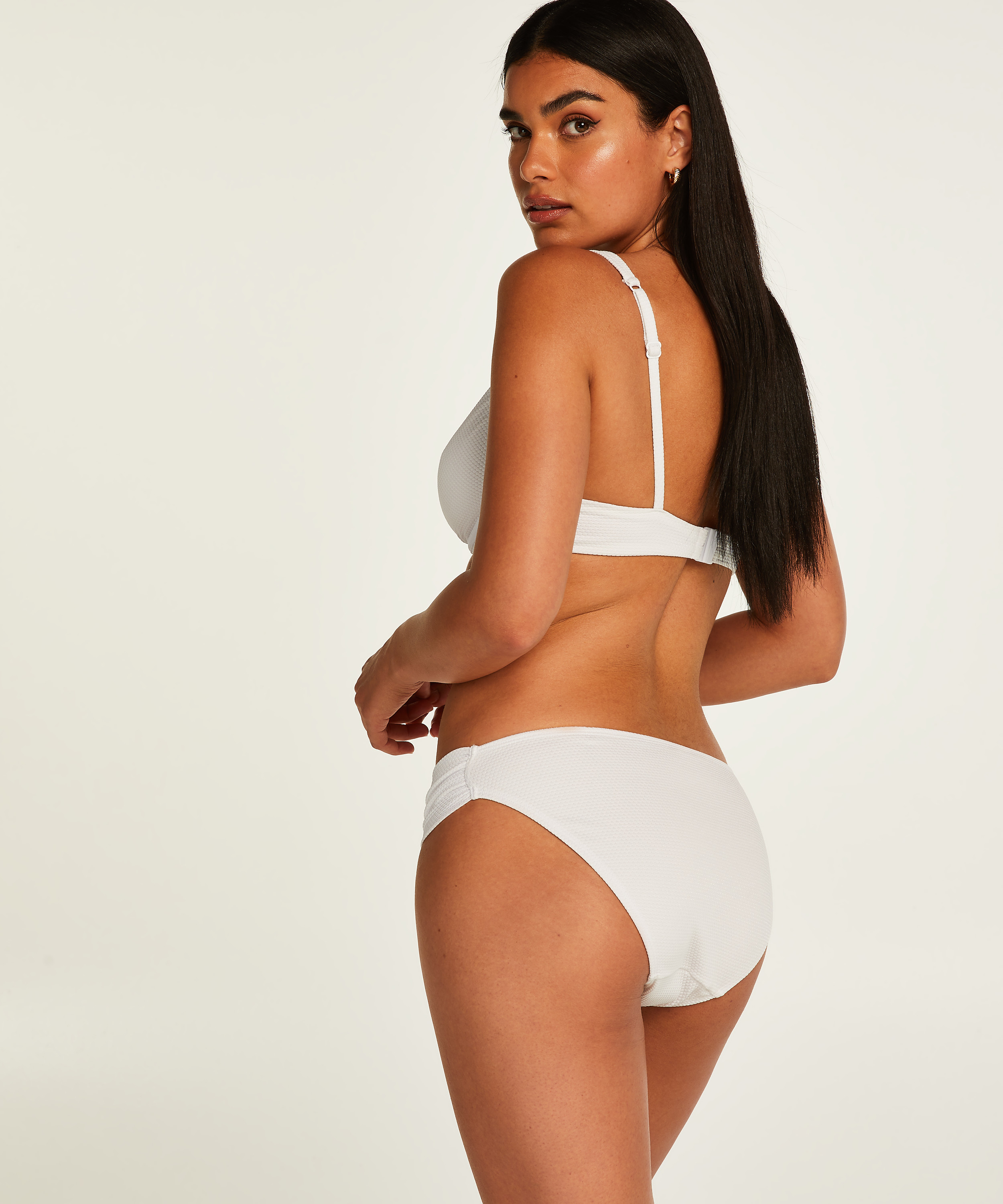 Slip de Bikini Rio Scallop, Blanc, main