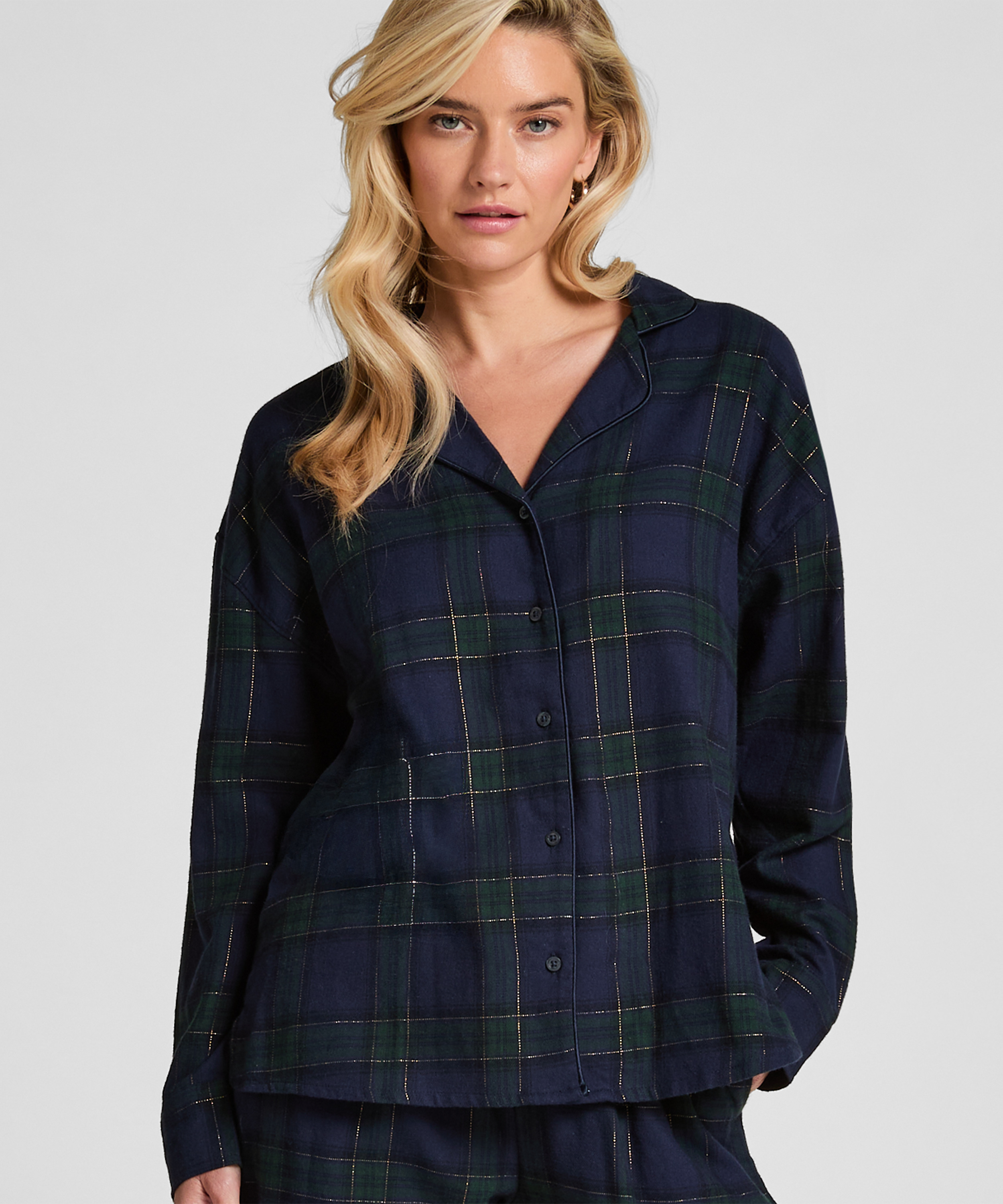 Pyjamatop Flannel, Blauw, main