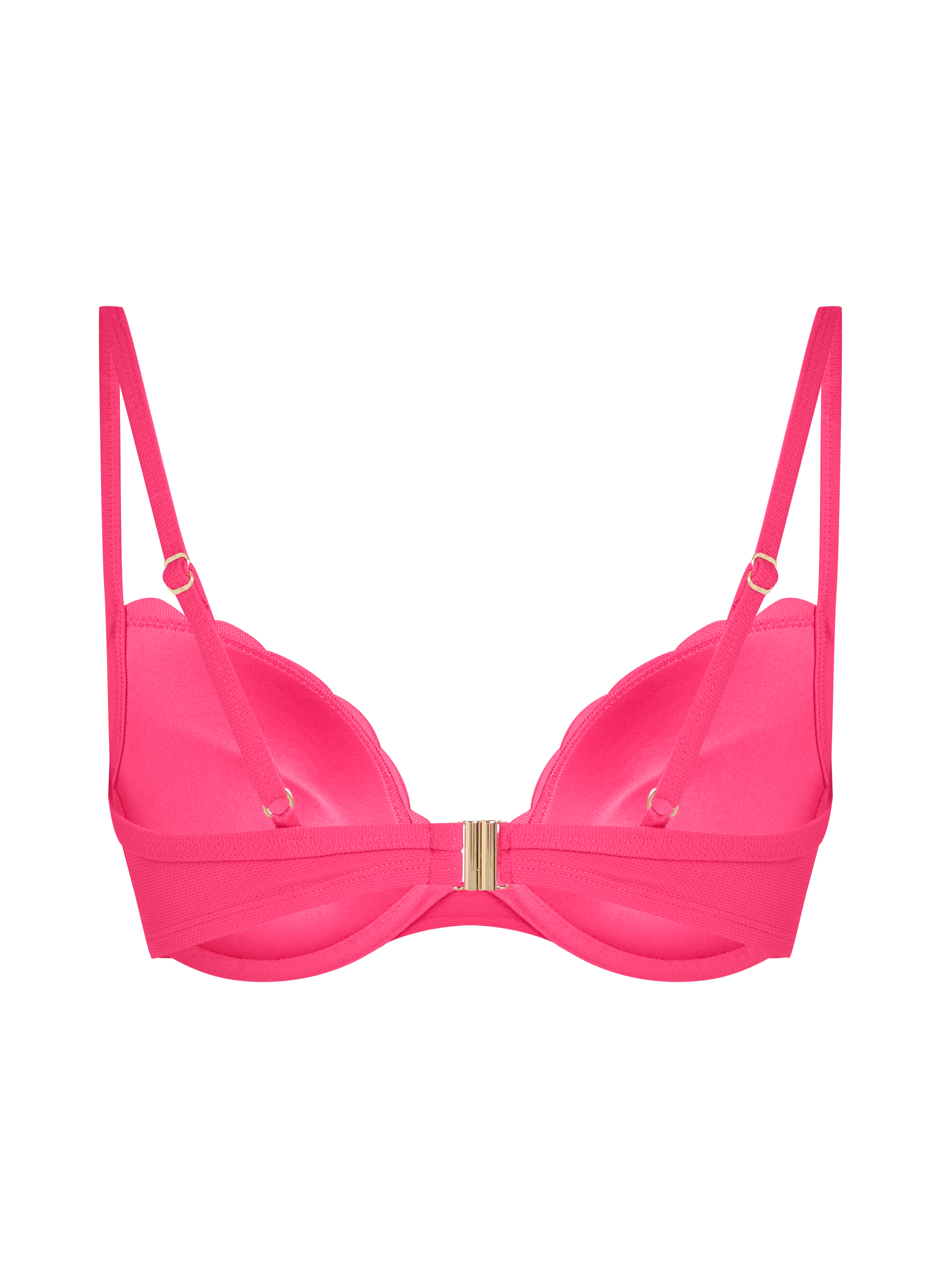 Voorgevormde push-up beugel bikinitop Scallop Cup A - E, Roze, main